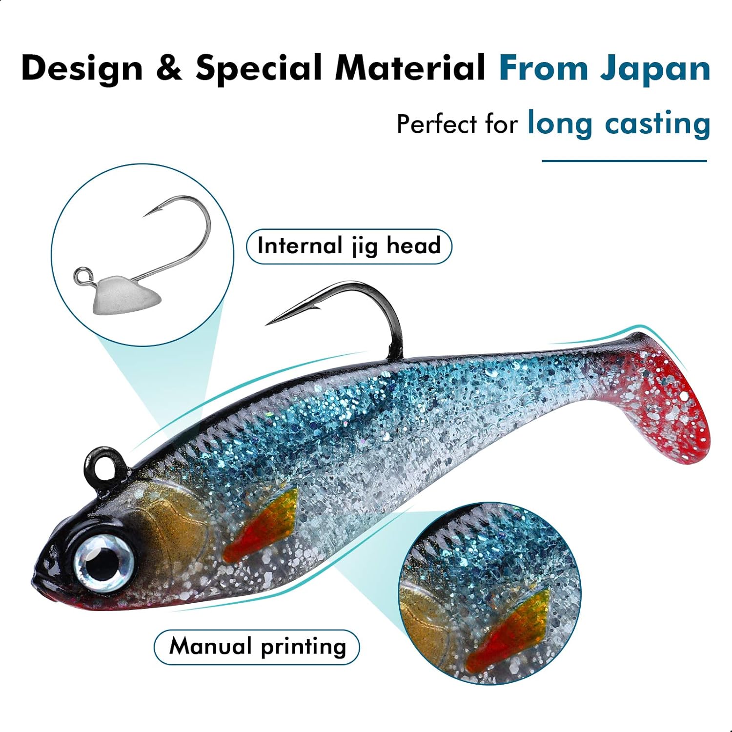 Thumbnail 3 de TRUSCEND Easy Catch Shadtale Jigkopf mit BKK-Haken – weiche Swimbait-Aktion für mehr Bisse beim Jigging