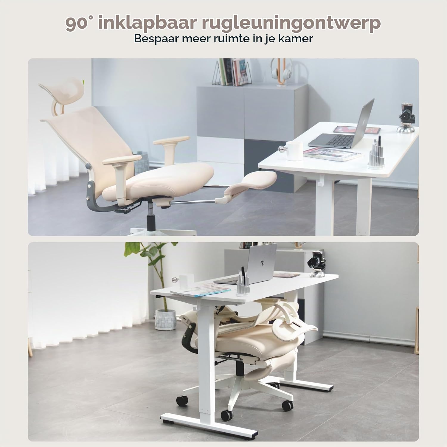 Detalle 2 de FLEXISPOT OS1 Series Foldex ergonomische bureaustoel, opvouwbaar, roze