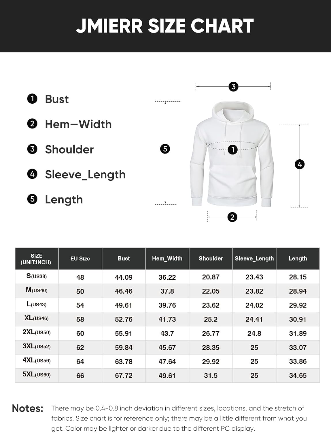 Thumbnail 2 de JMIERR Hoodie Herren Freizeit Pullover