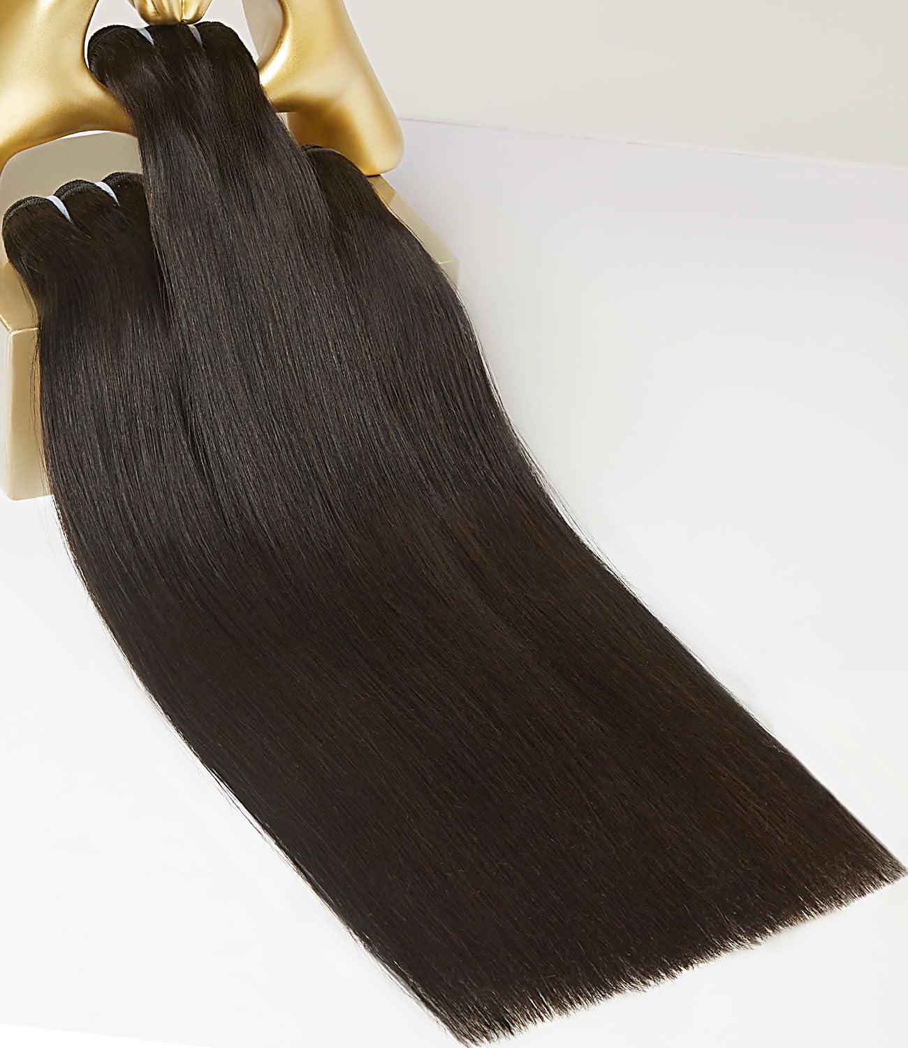 Detalle de MLIP Raw Bundles Human Hair Straight (No Tangle/Shedding) 16A Raw Indian Hair, 16/18/20 Inches – Triple Lifespan 3X