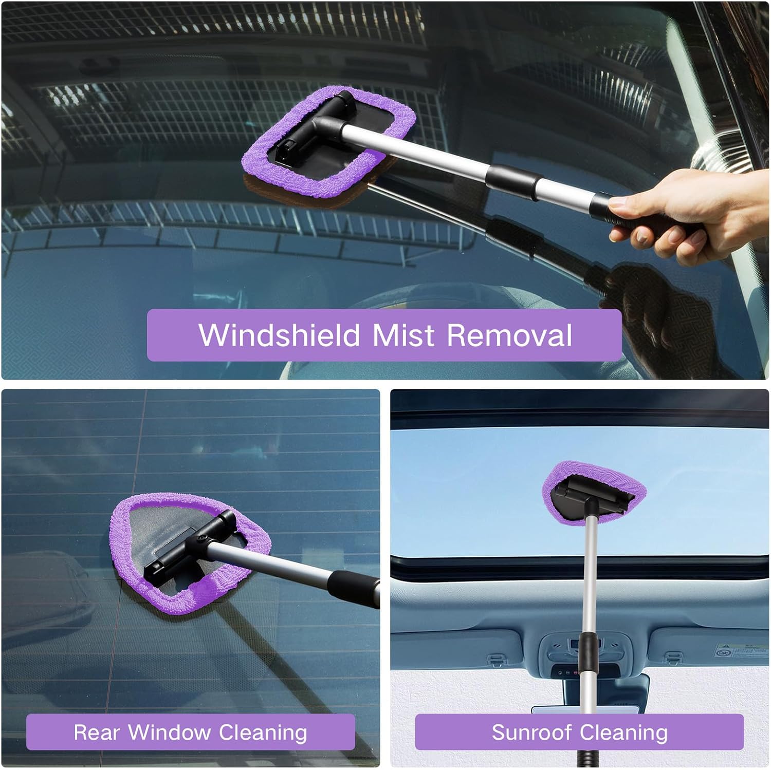 Detalle 2 de Qydipclin Windshield Cleaner Tool Kit with 4 Microfiber Pads