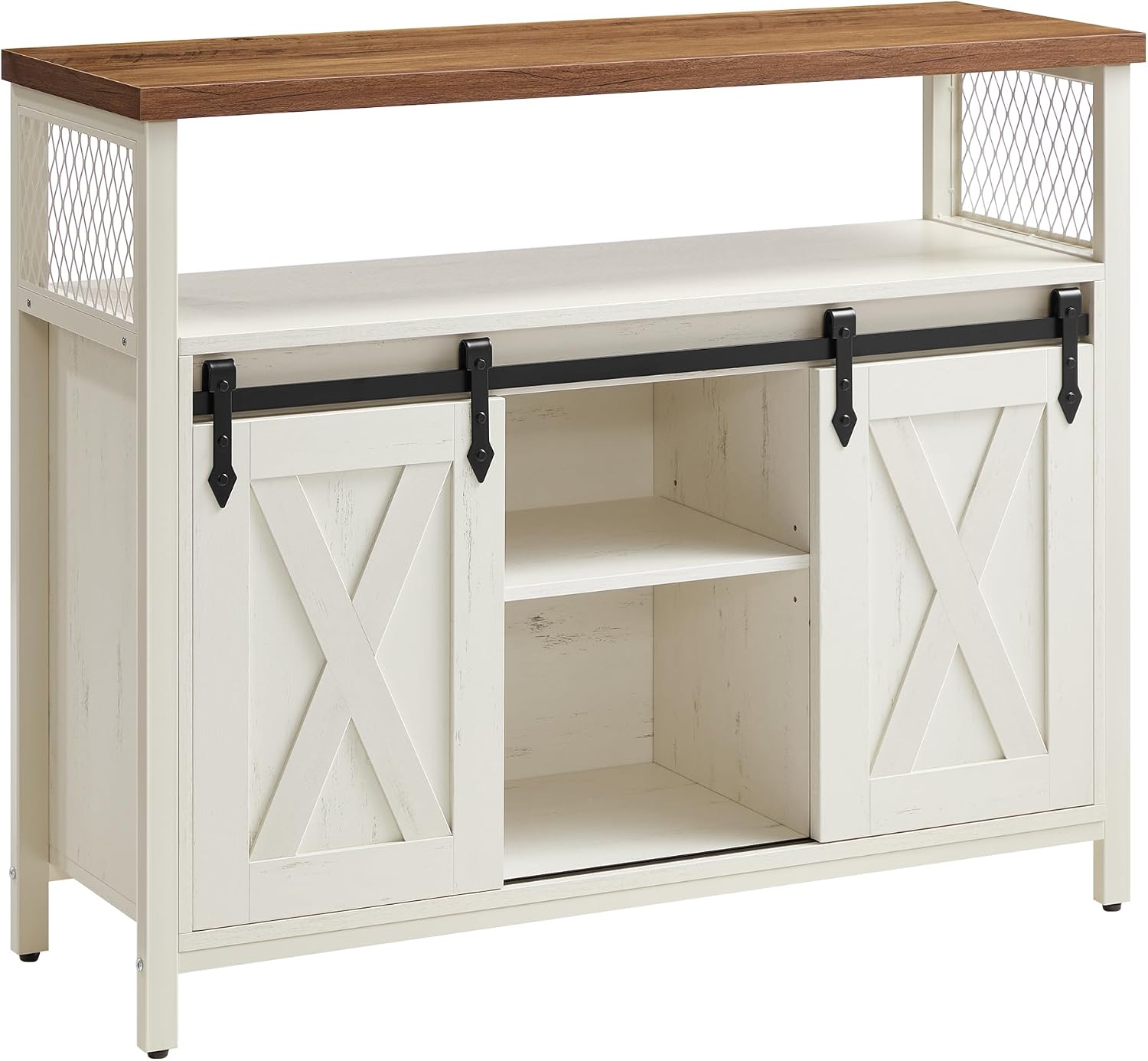 Detalle de VASAGLE Daxton LSC092W01 dressoir met schuifdeuren en verstelbare legplanken