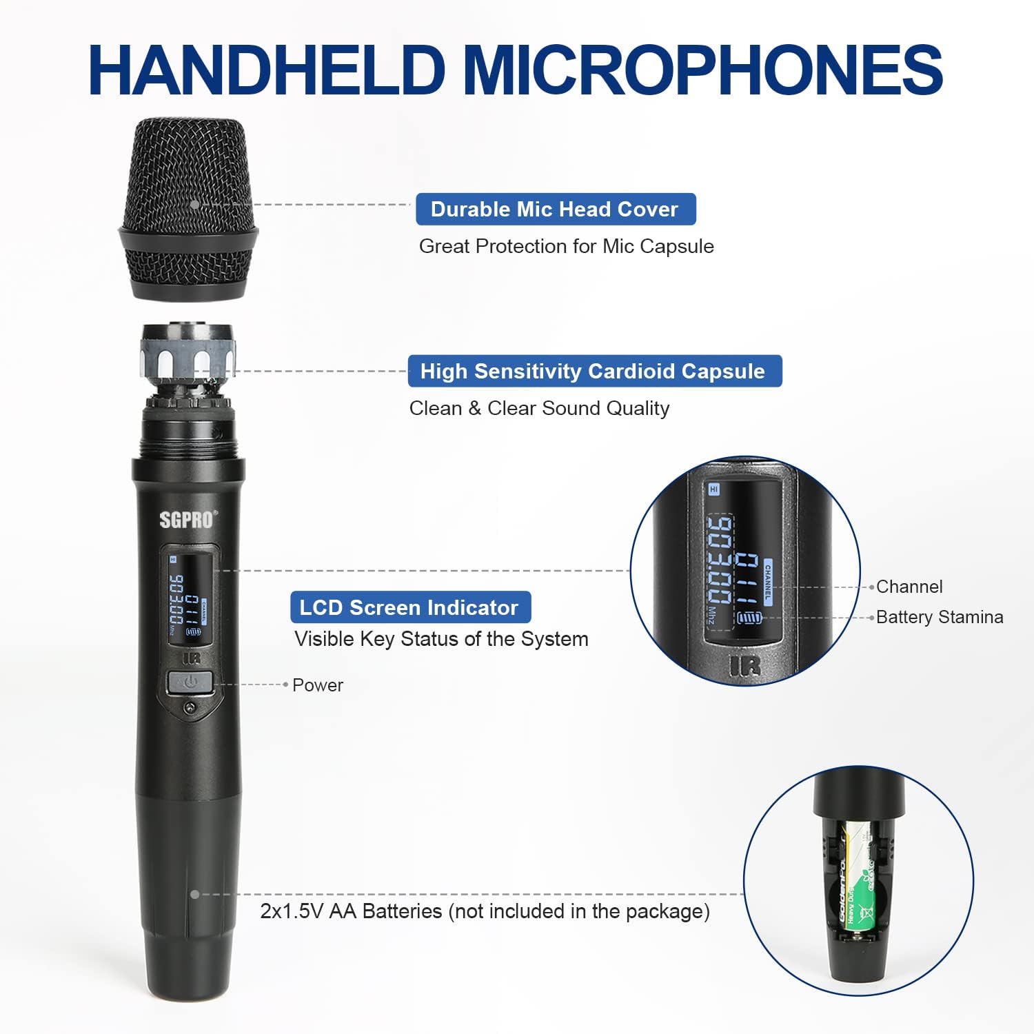 Detalle 1 de SGPRO UHF wireless microphone system SG-400
