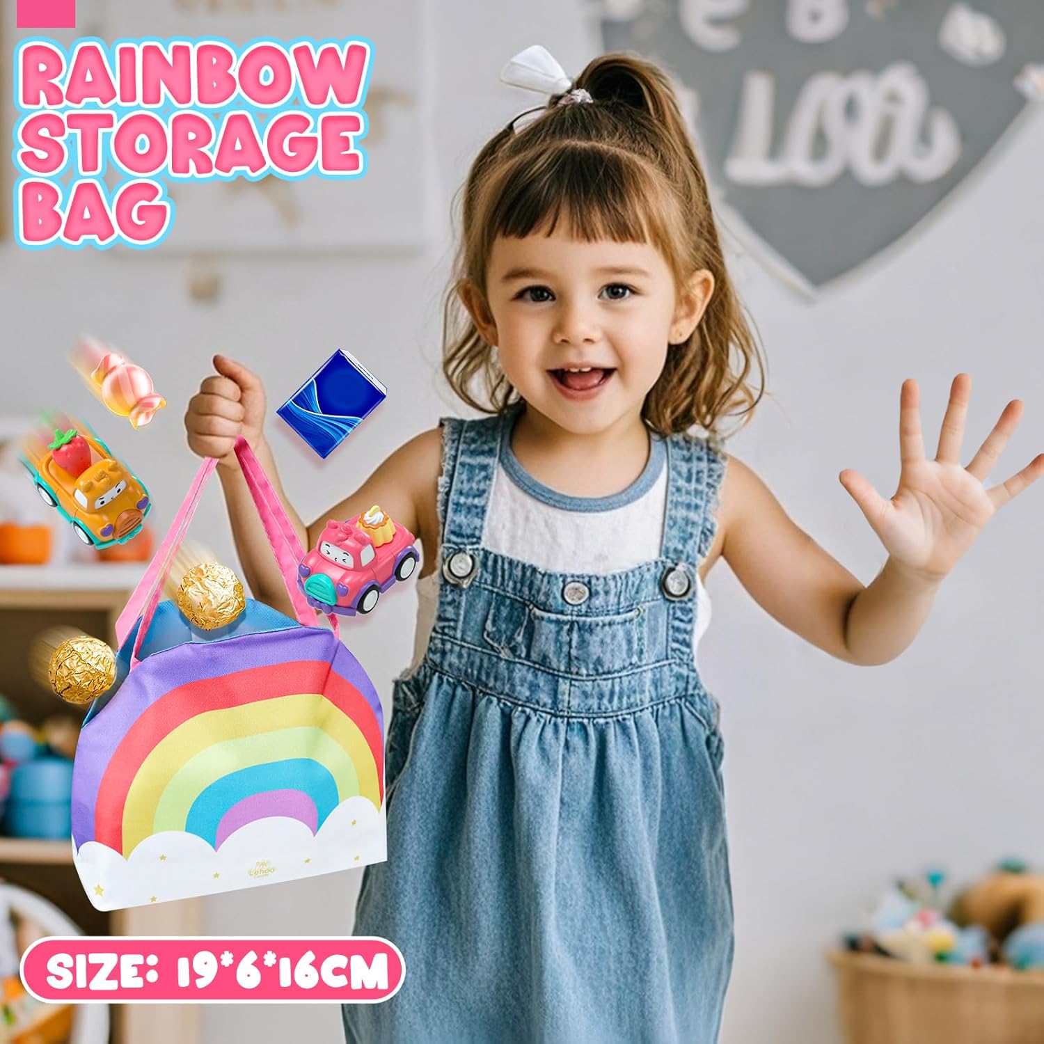 Detalle de Lehoo Castle toddler dessert pull-back car set (rainbow bag, 7 pcs) for 1–3 year old girls