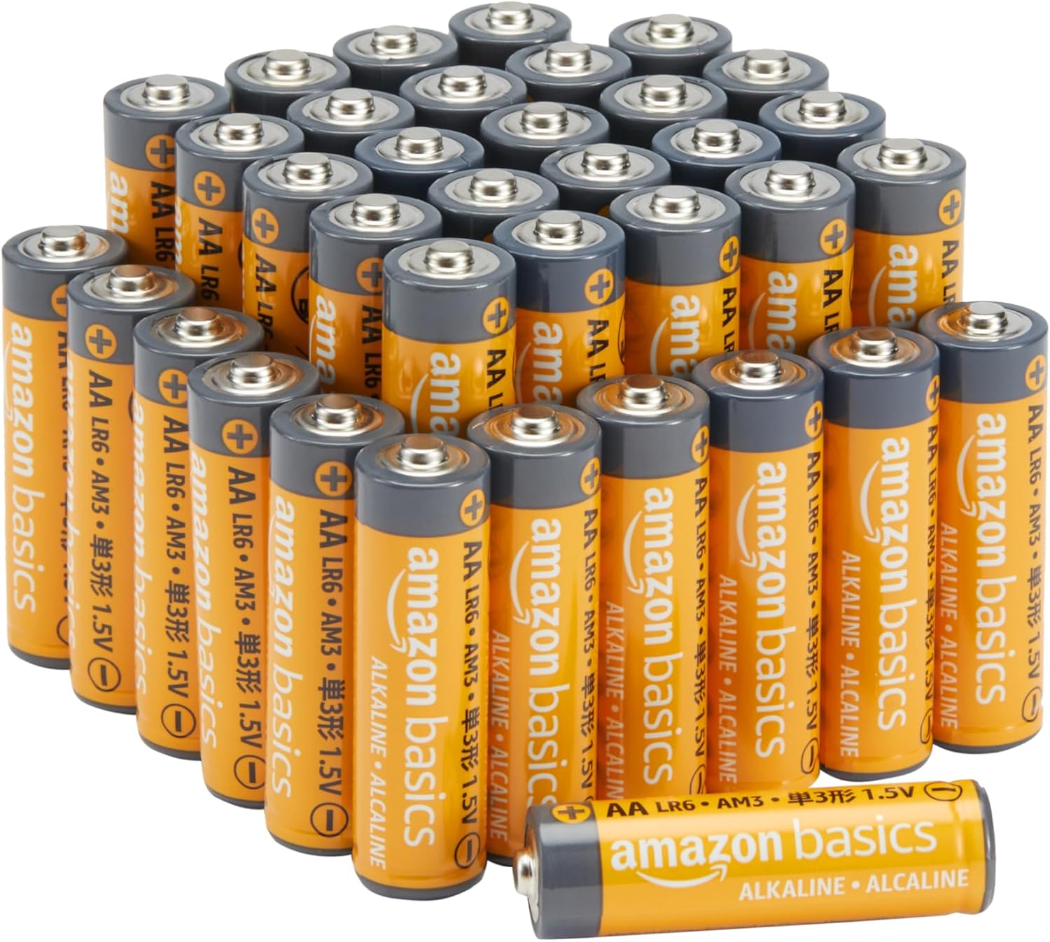 Detalle de Amazon Basics AA-Alkaline Hochleistungsbatterien, 1,5 V, 36 Stück – zuverlässig und lagerfähig
