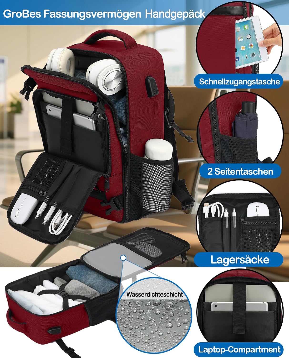 Detalle 2 de KLOSTAIN Handgepäck Rucksack 45x36x20
