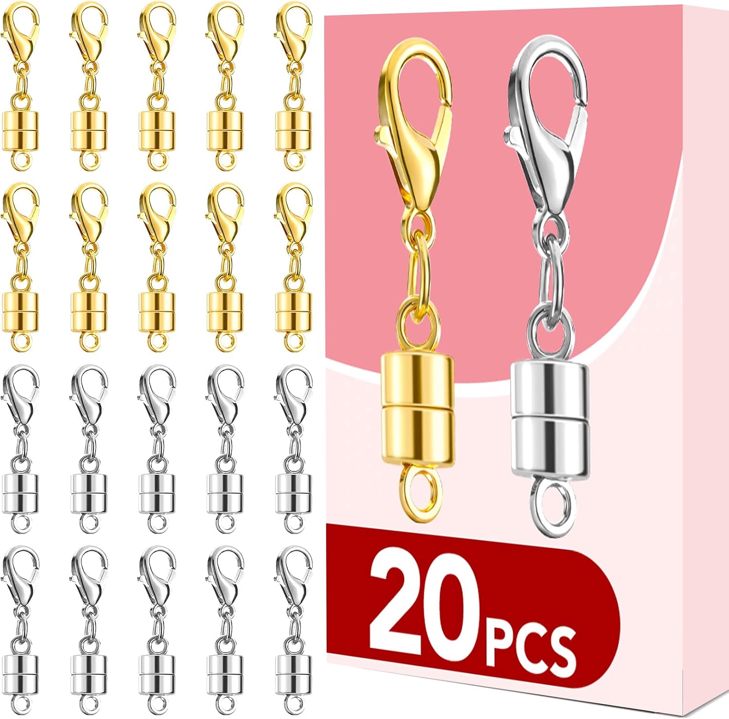 Detalle de Buelkmag 20 Magnetic Jewelry Clasps, 20-Piece Gold- and Silver-Tone Set