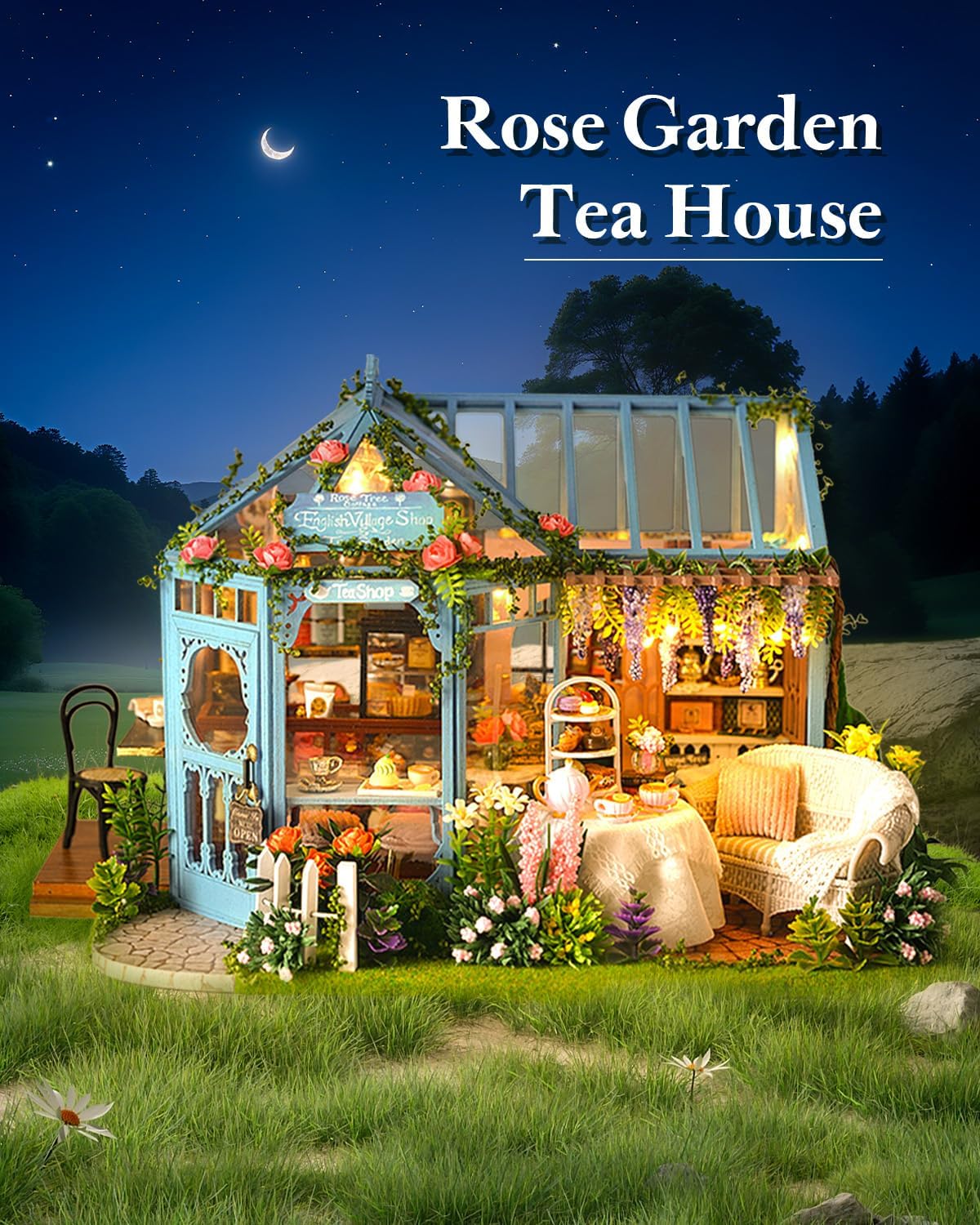 Detalle de Endless Limit DIY Miniatur Haus Bausatz – Rose Garden Tea House