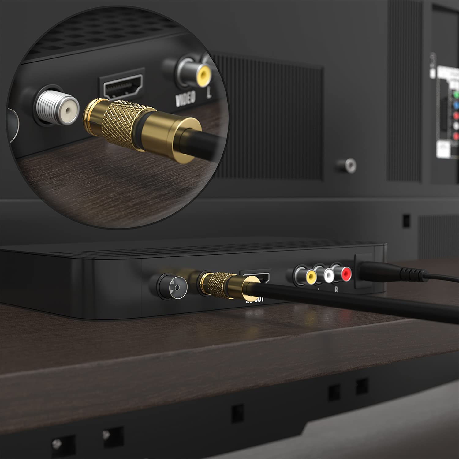 Detalle de RedStar24 SAT Kabel 1 m 135 dB – Koaxial Antennenkabel mit Quick F-Stecker, 75 Ω, 5‑fach geschirmt