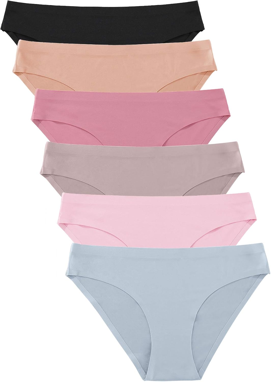 Detalle de FINETOO 6-Pack Women's Seamless Hipster Underwear, No-Show Soft Stretch