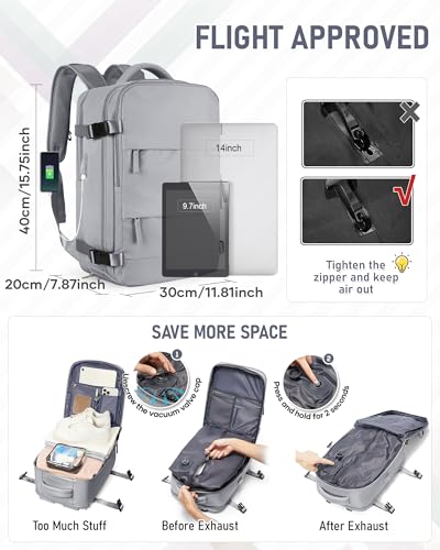 Detalle 2 de SZLX Sac à Dos Sous Vide Voyage 40x30x20 – Pompe intégrée, Compagnie aérienne Ryanair/Wizz Air/EasyJet, Compartiment ordinateur et chaussures