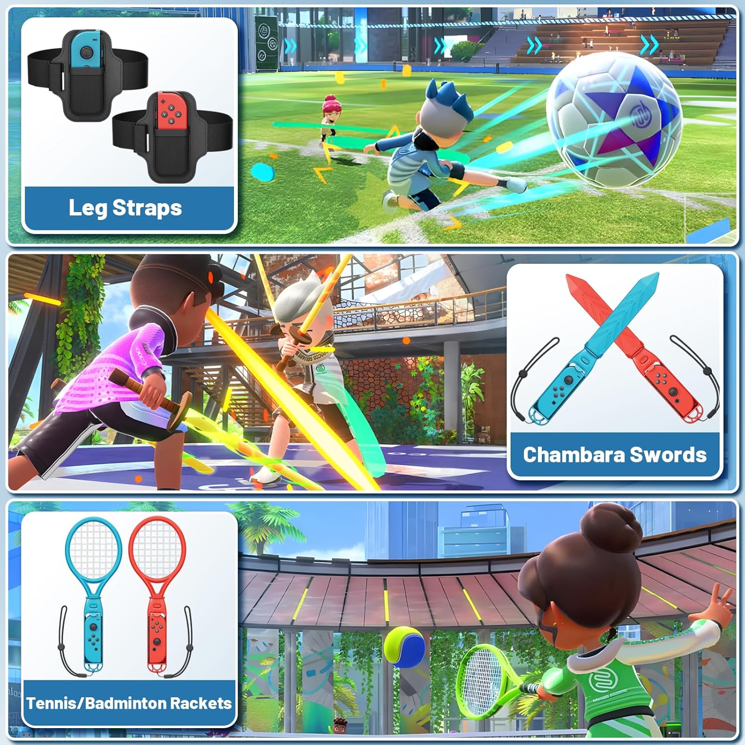 Thumbnail 3 de Deruitu 15 in 1 Switch Sports Accessories Bundle for Nintendo Switch OLED & Switch Sports Games