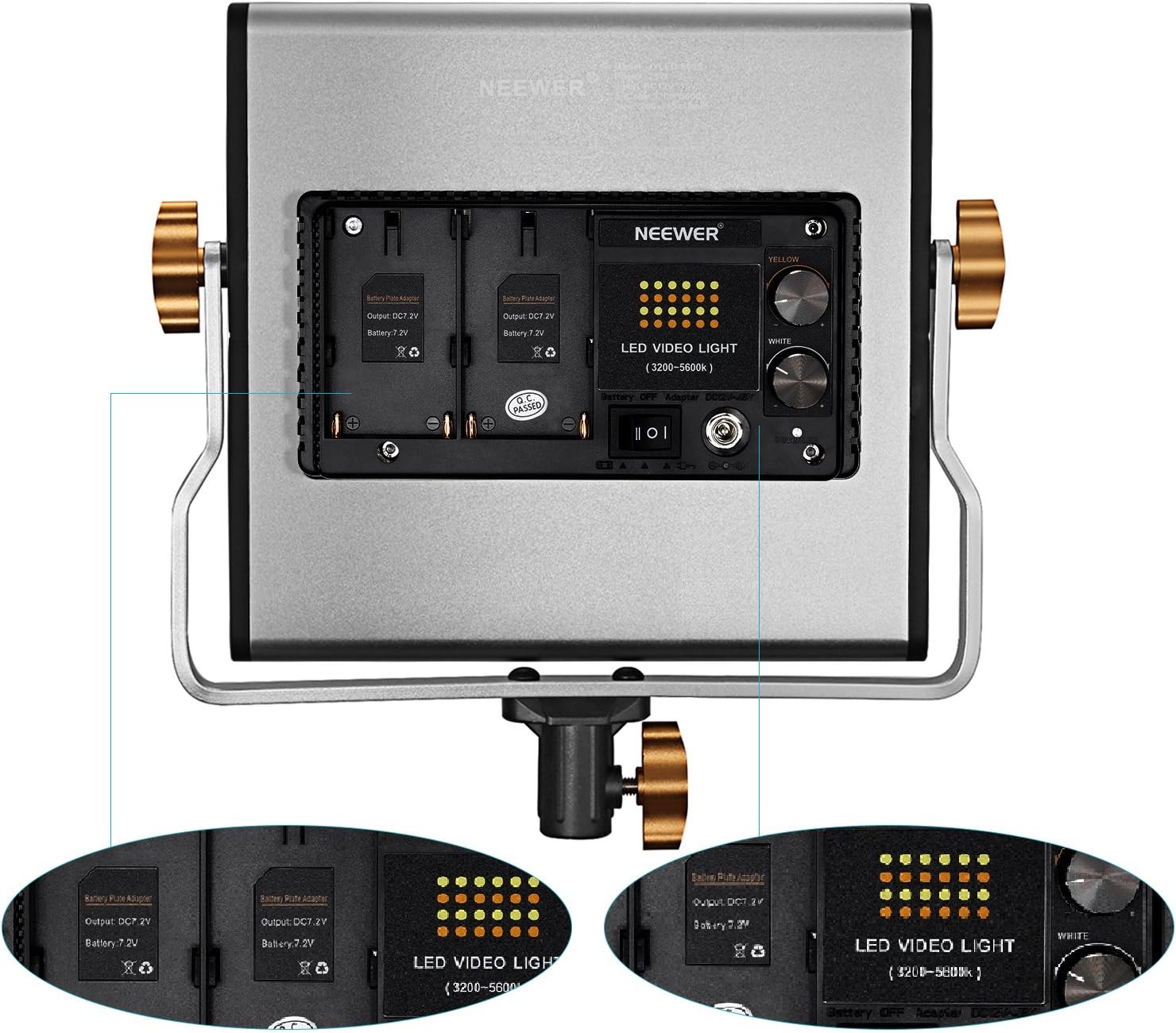 Thumbnail 6 de NEEWER 2 Pack Dimmable Bi-Colour 480 LED Video Light Kit (3200–5600K, CRI 96+)