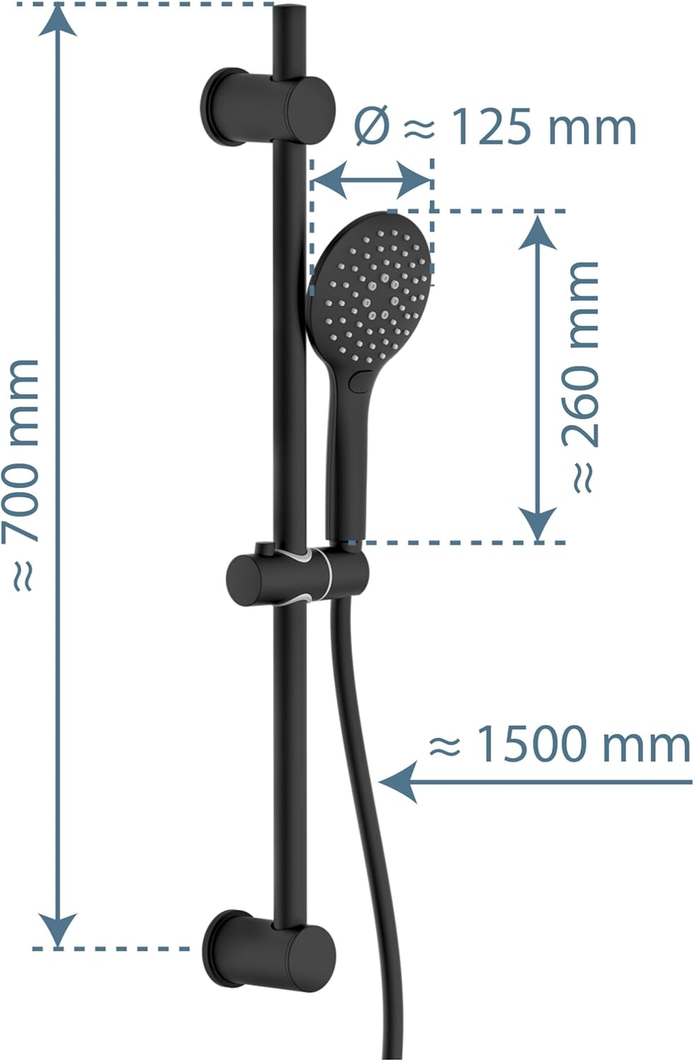 Thumbnail 6 de Schütte RAVEN Barra de Ducha con Alcachofa Ajustable y Manguera🛁