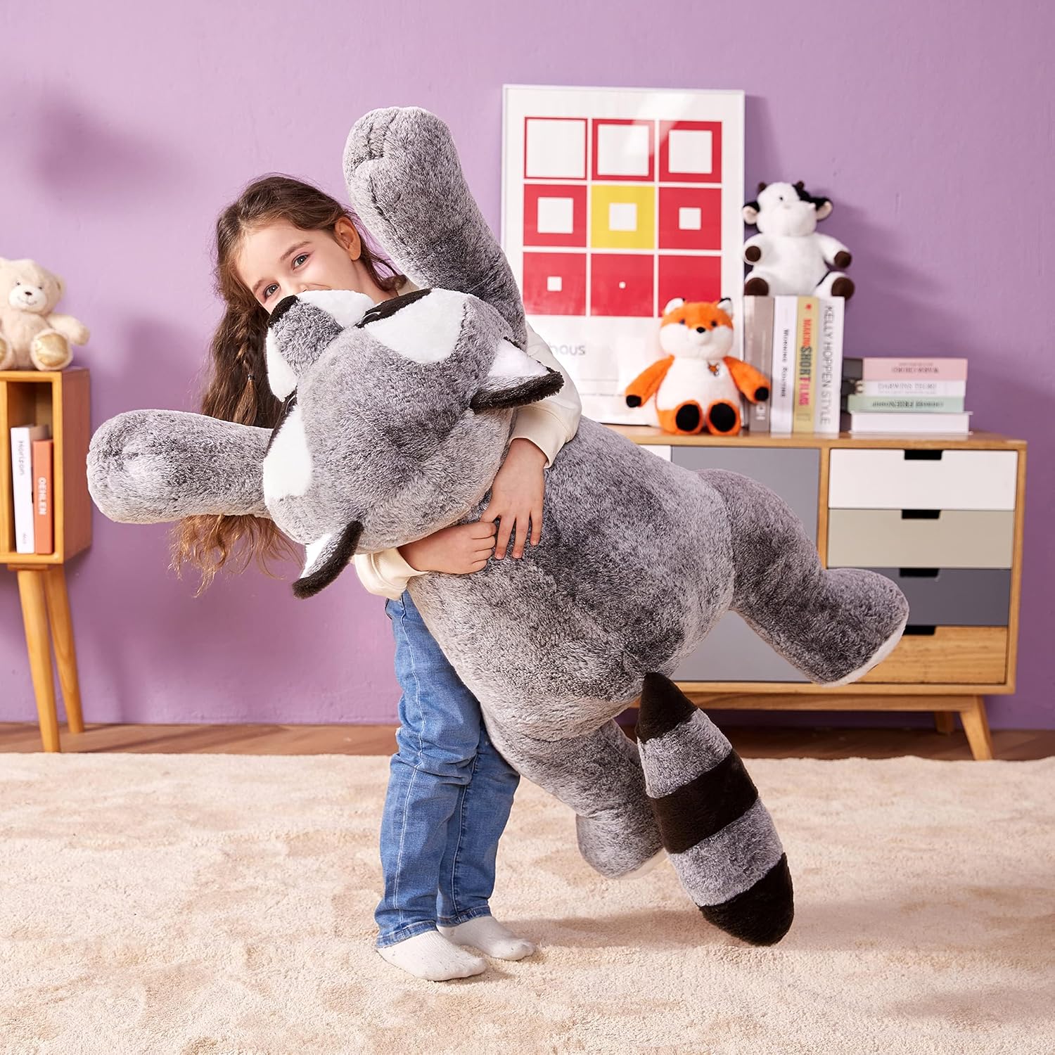 Thumbnail 2 de IKASA Giant Raccoon Stuffed Animal Plush Toy (30-inch) — Jumbo Hugging Raccoon Pillow