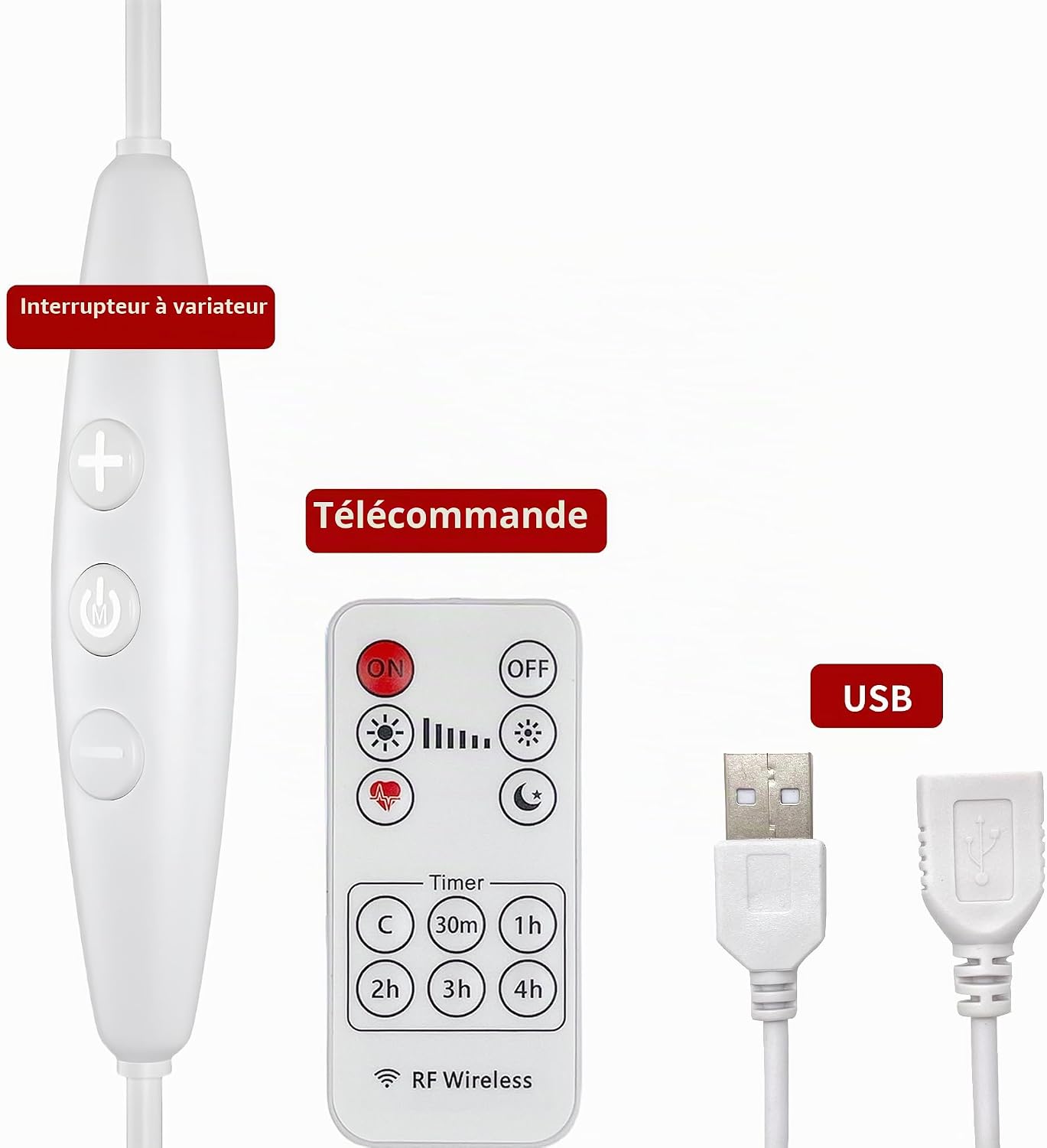 Detalle de Clearhill LRSL-101 USB-dimmer met afstandsbediening voor 5V-ledlampen
