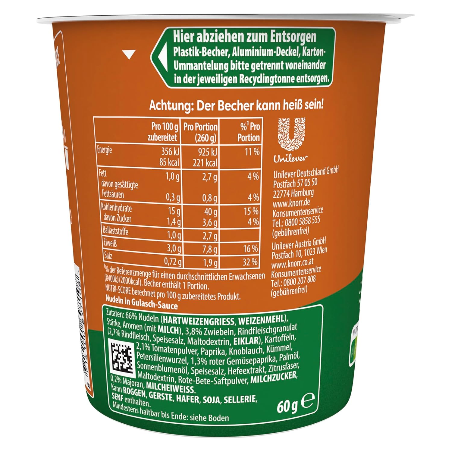 Thumbnail 1 de Knorr Gulasch-Sauce Pasta Pot – Instant Nudeln 60 g