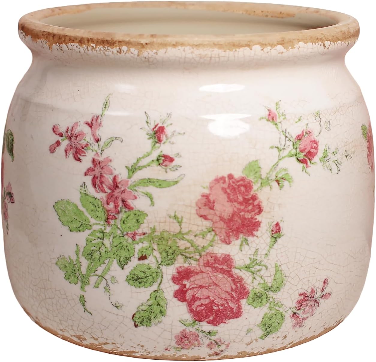 Detalle de Xiaan Jiaju Vintage Floral Ceramic Plant Pot with Drainage Hole