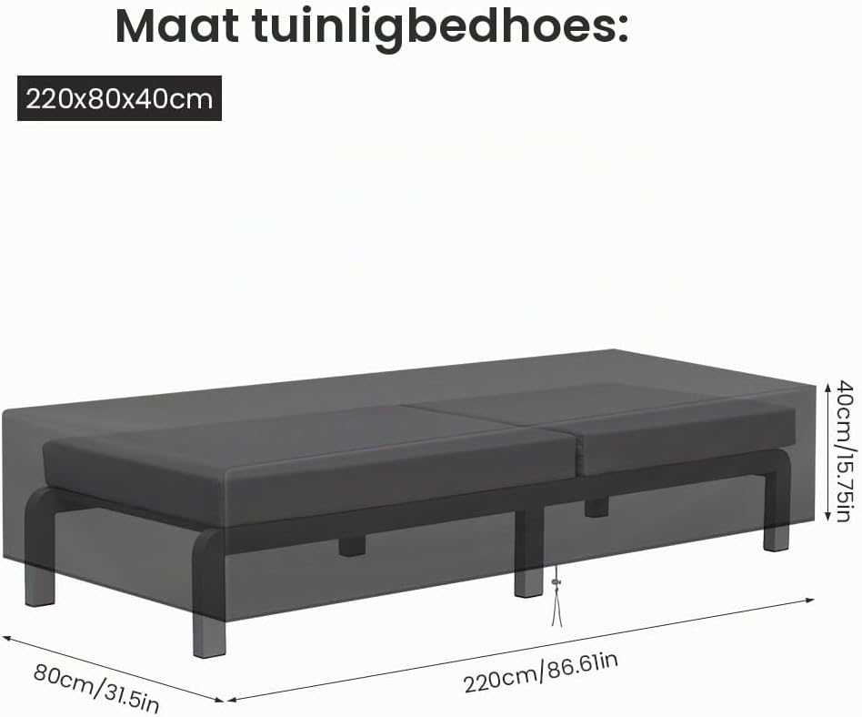 Detalle 2 de AOOWU 5084704 hoes voor ligbedden, 210D Oxford, waterdicht en UV-bestendig