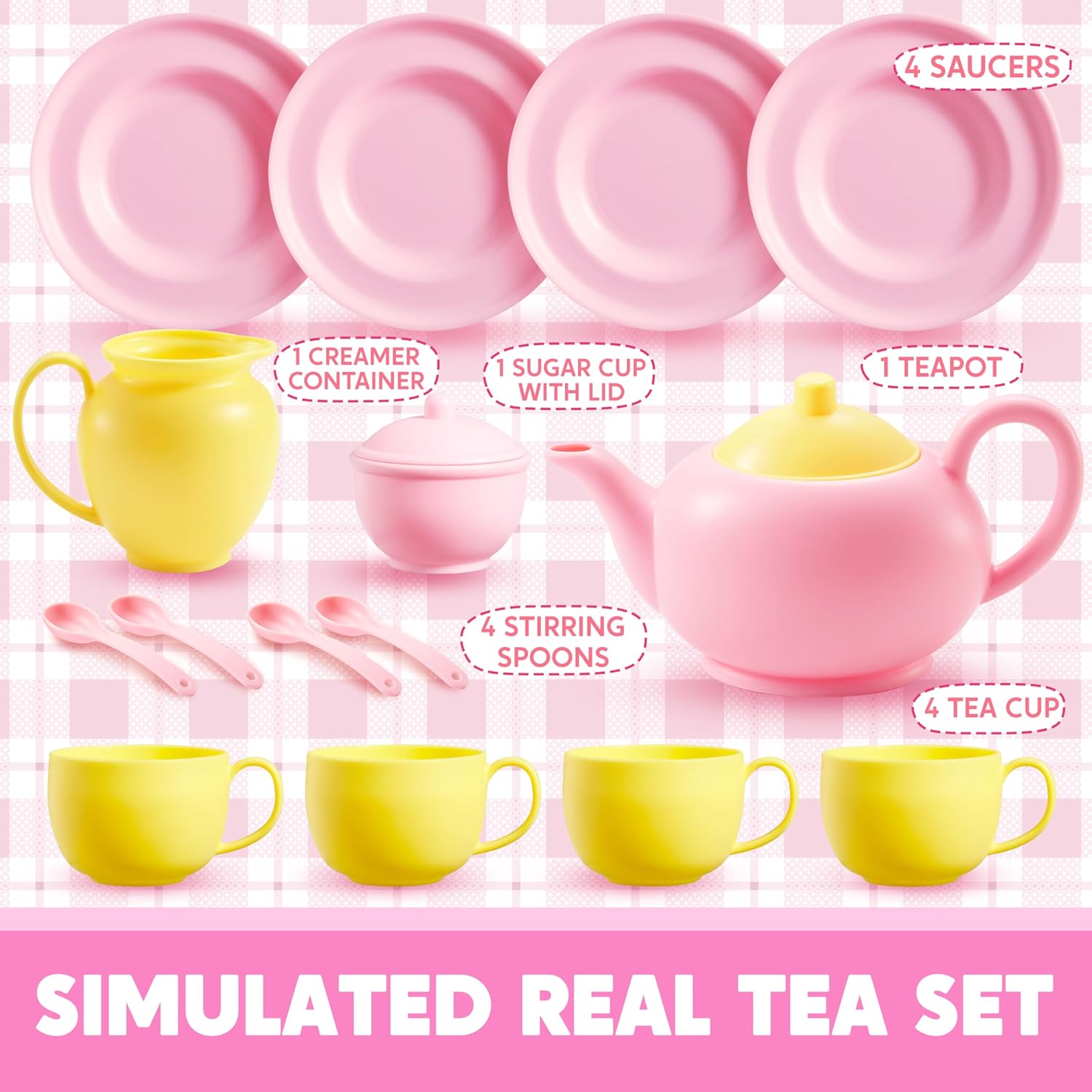 Detalle de JOYIN Pretend Play Tea Party Set (18-Piece) – BPA & Phthalates Free Food Accessories for Ages 4-6