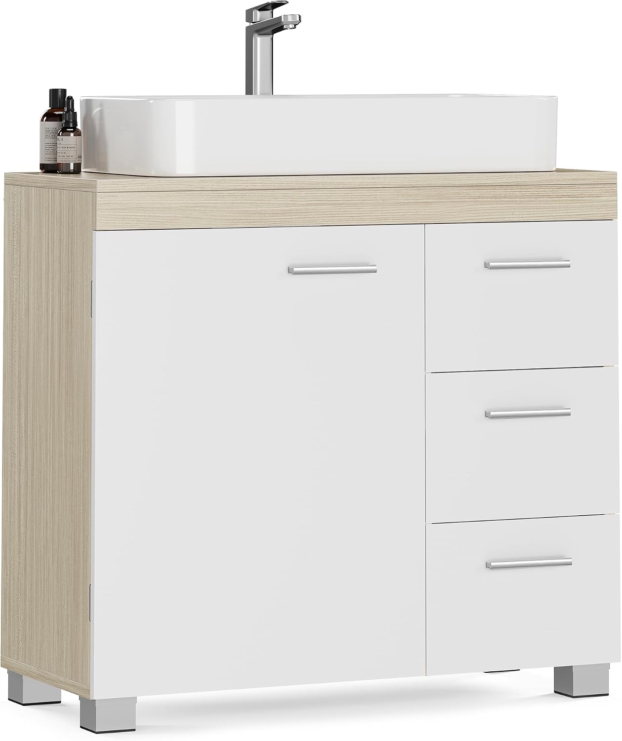 Detalle de VASAGLE CUSTOS BBK503K01 Under-Sink Cabinet, 3 Drawers and Adjustable Shelf