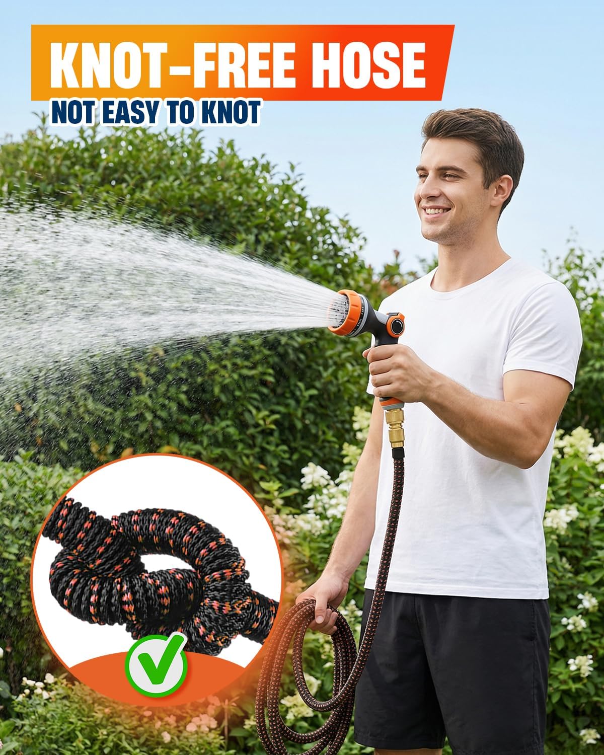 Thumbnail 6 de 150FT (45M) Expandable Garden Hose Pipe with Leakproof 4-Layer Latex Core, 10-Function Nozzle and Copper Connectors