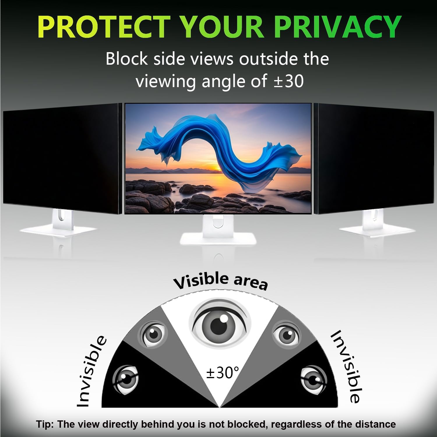 Thumbnail 2 de Ruord 2 Pack Privacy Screen for 23.8 Inch Monitors (52.7x29.8cm) with Blue Light Filter and Anti-Glare
