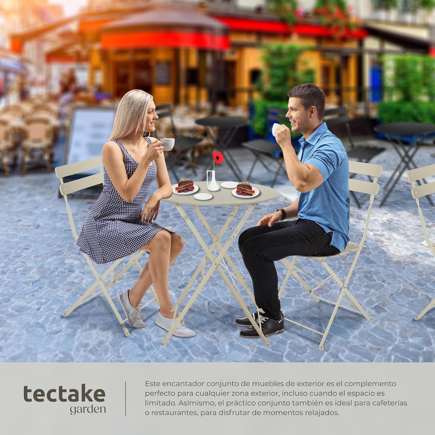 Detalle 2 de tectake® Conjunto bistró plegable para balcón
