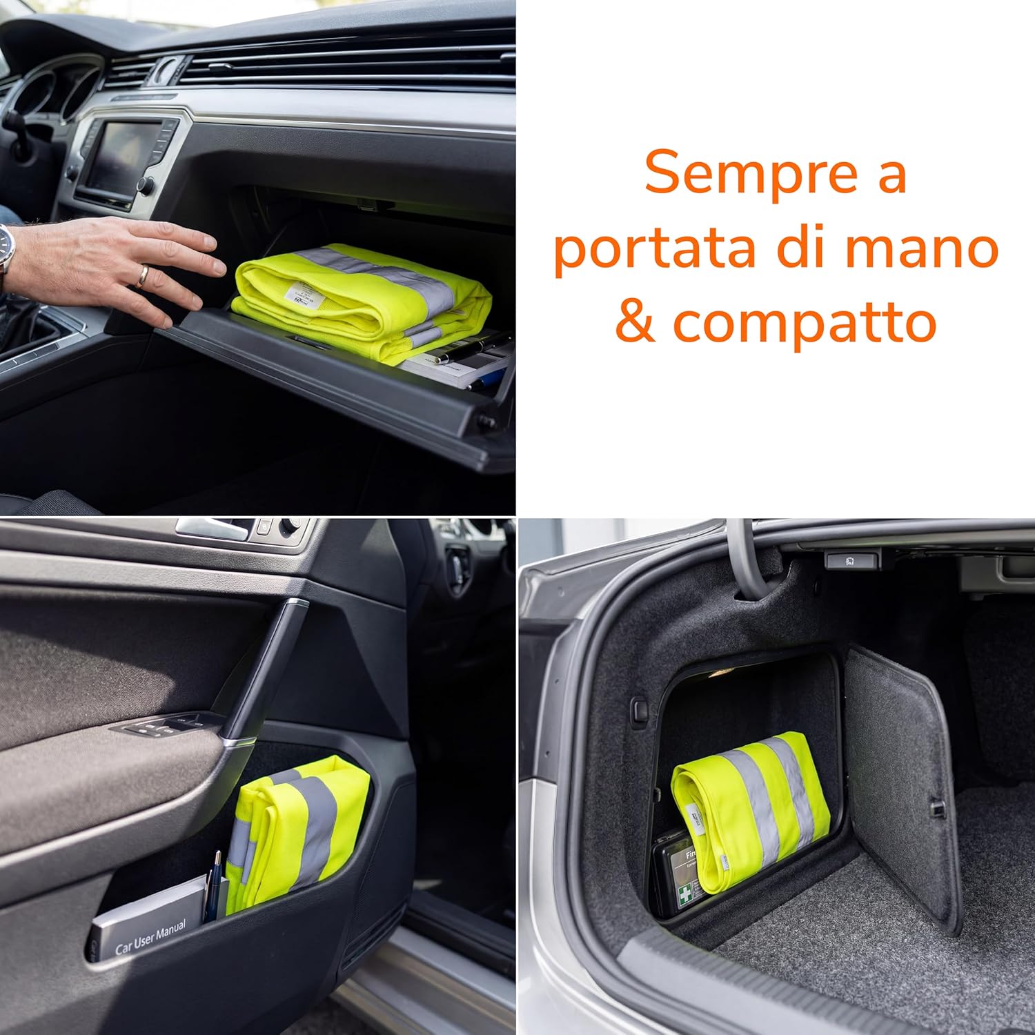 Detalle de Upgrade4cars Giubbotto Catarifrangente Omologato EN ISO 20471 – Set da 2, Giallo Neon, Taglia Universale