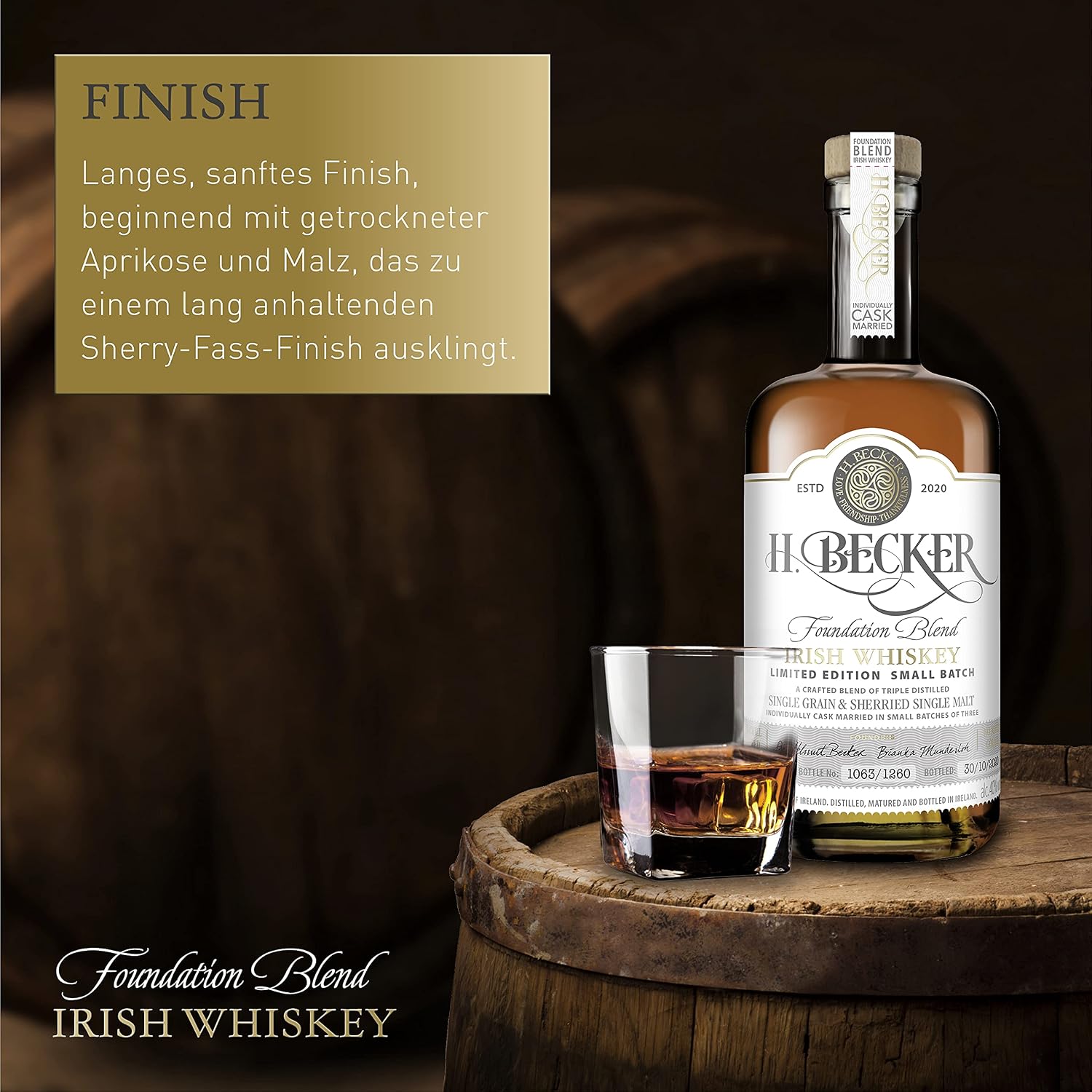 Detalle de H. Becker Irish Whiskey Foundation Blend I – Limitierter Small Batch, 0,7 L, 40% Vol.