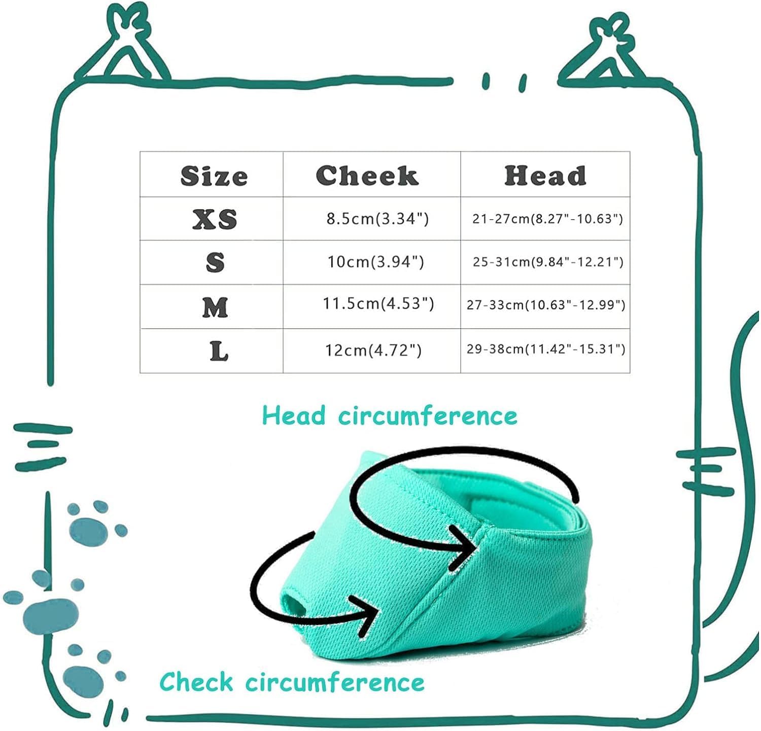 Detalle de OHCOZZY Cat Muzzle with Breathable Mesh (M, Green) for Preventing Biting and Chewing
