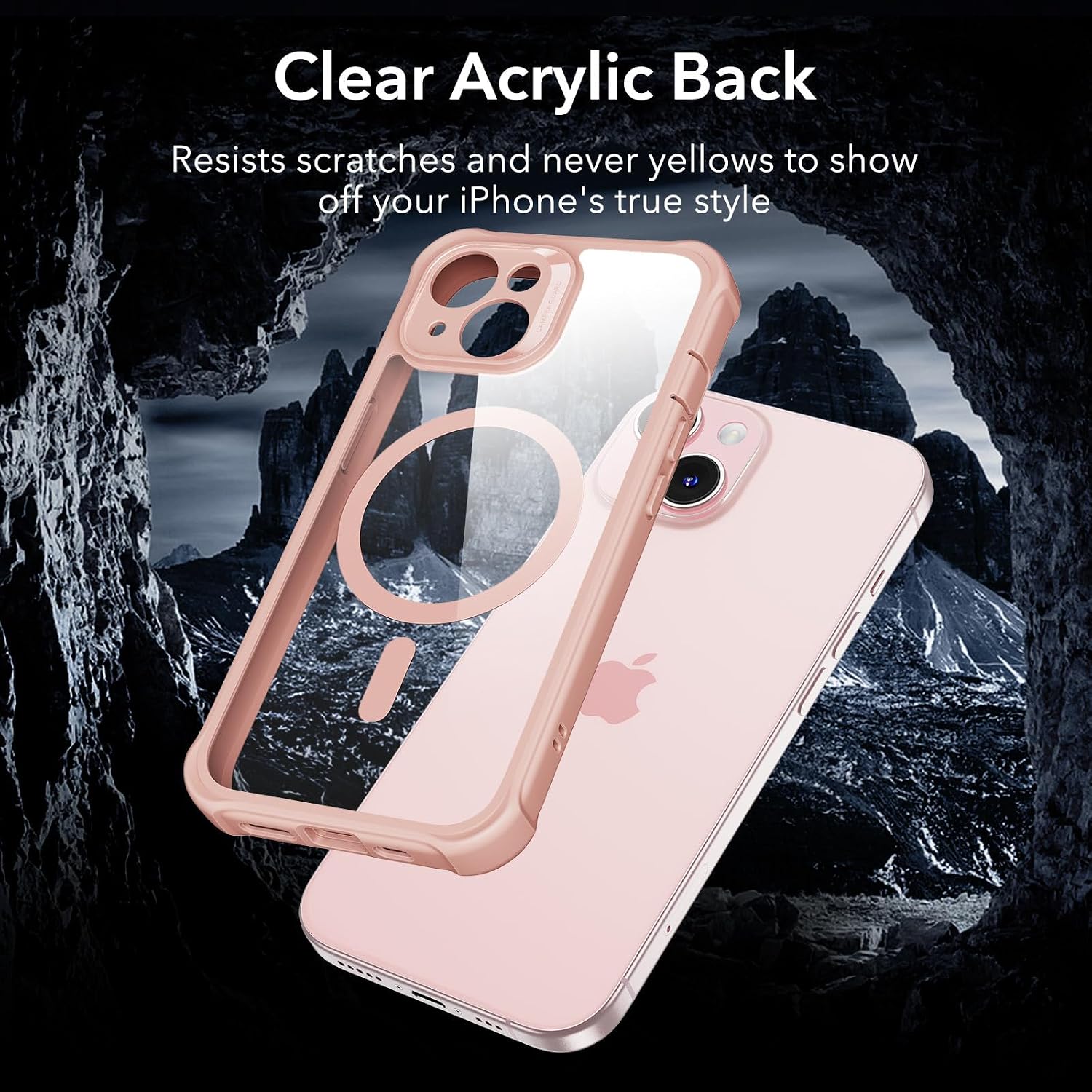 Thumbnail 6 de ESR Armor Series iPhone 15 Case with MagSafe + Built-in 9H+ Screen Protector (Clear Pink)