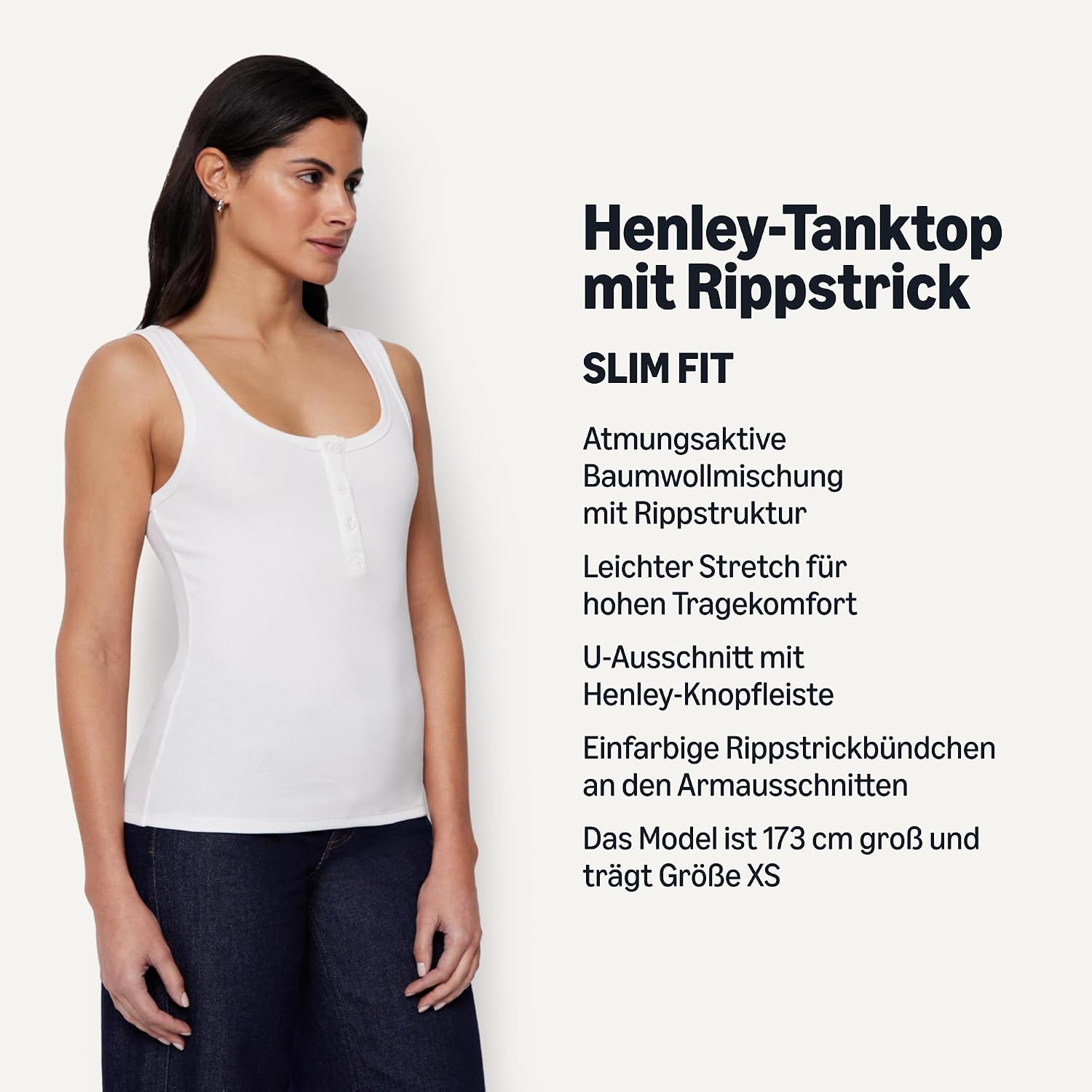 Detalle de Amazon Essentials Damen Geripptes Ripp-Tanktop Henley aus Baumwolle – Slim Fit