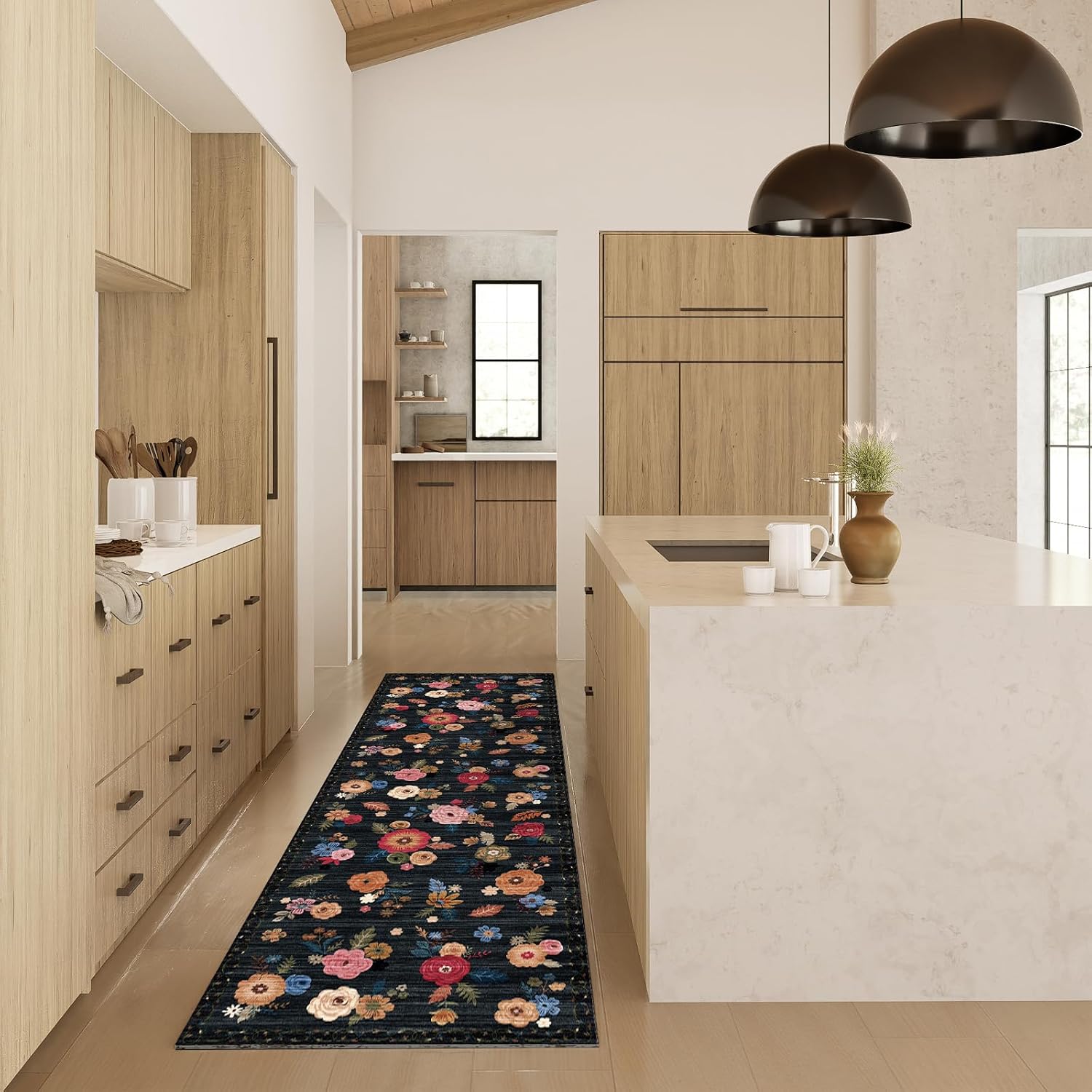Thumbnail 4 de Machine Washable Runner Rug 2'x6' Floral Runner