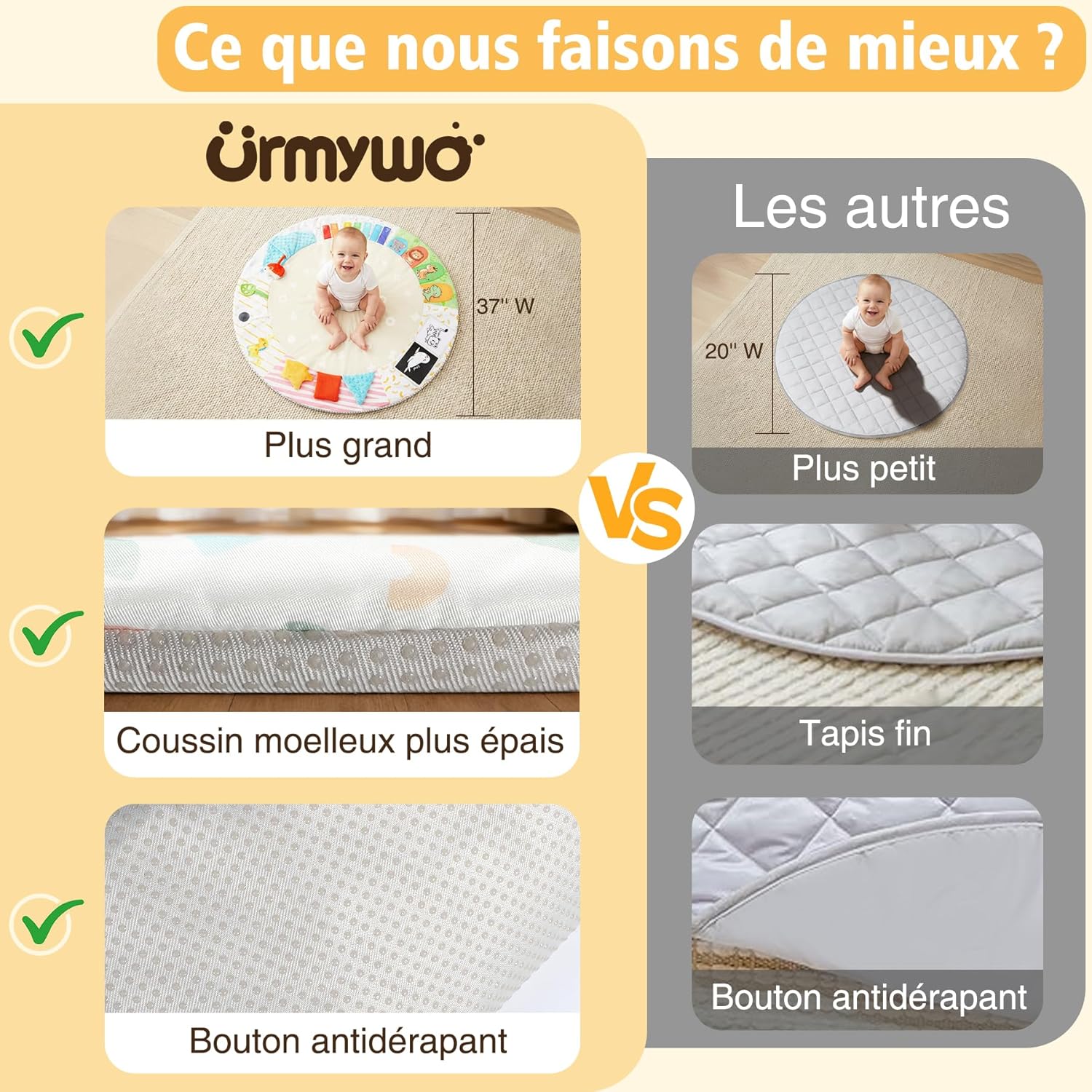Thumbnail 5 de URMYWO Tapis d’éveil bébé avec arche amovible et 5 jouets détachables (0-18 mois)