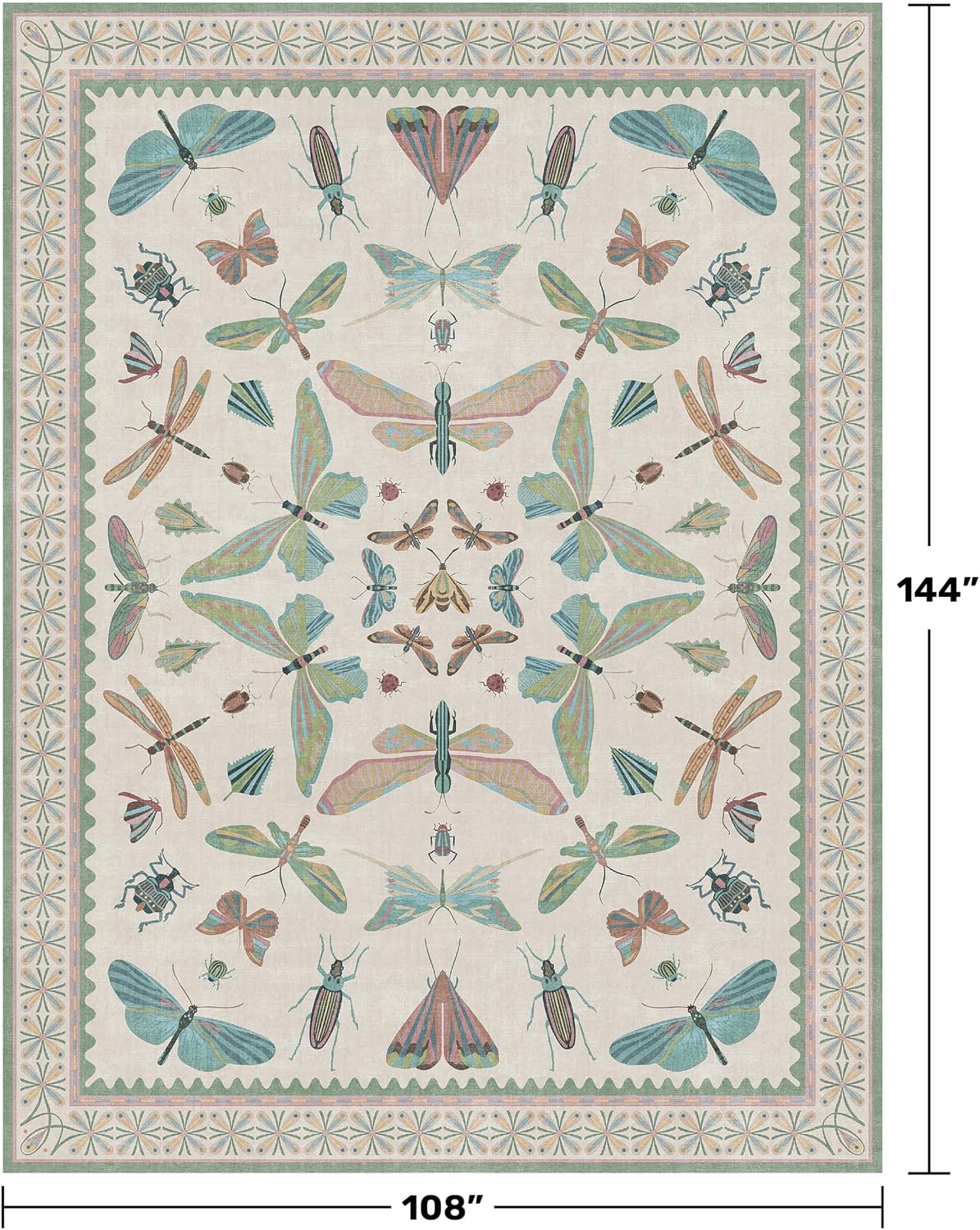 Detalle 2 de Green Butterfly Area Rug 9x12