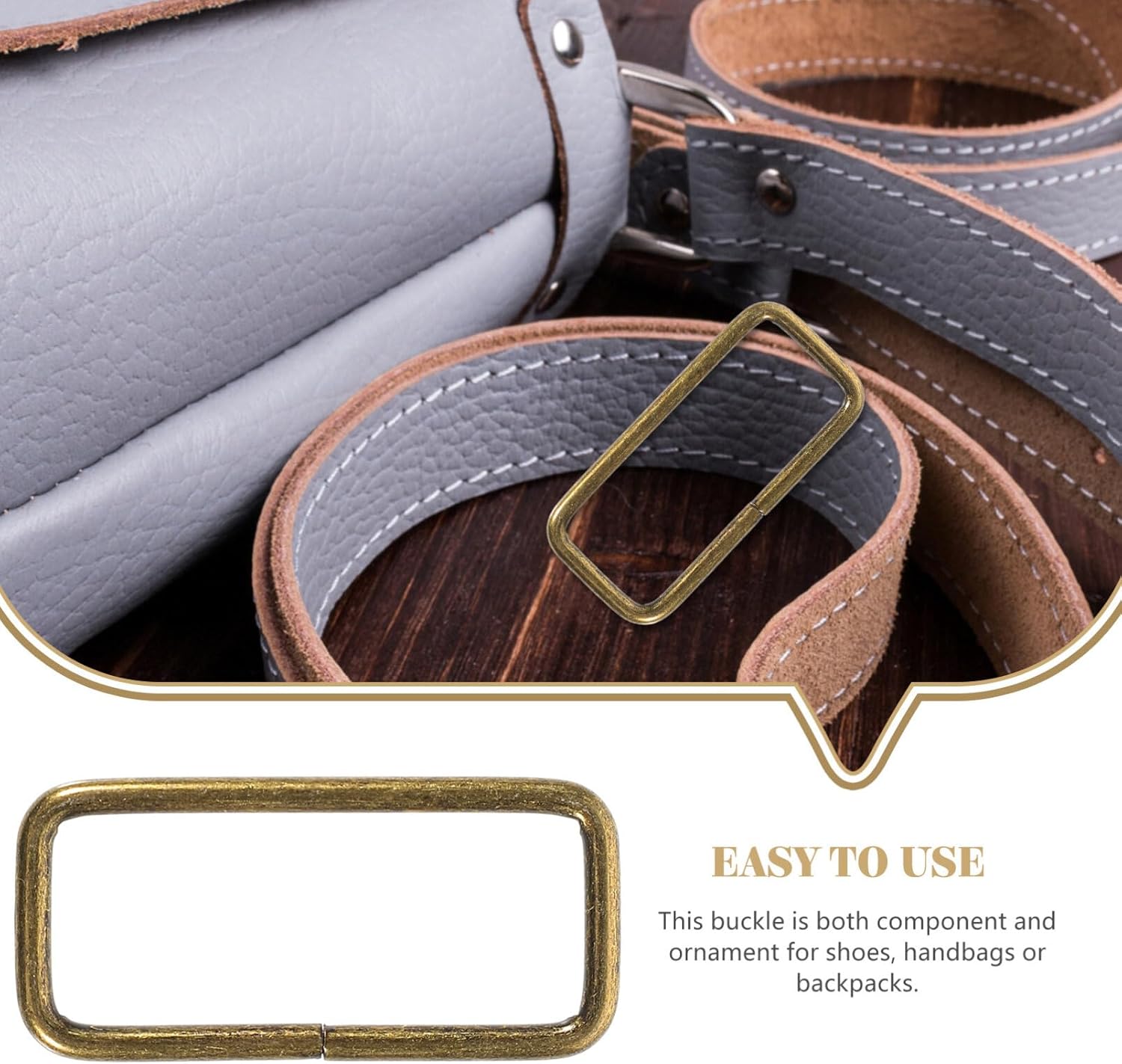 Thumbnail 6 de 20pcs Bronze Metal Buckle Rings for Bag Making (strap keepers for shoes, belts, backpacks, DIY)