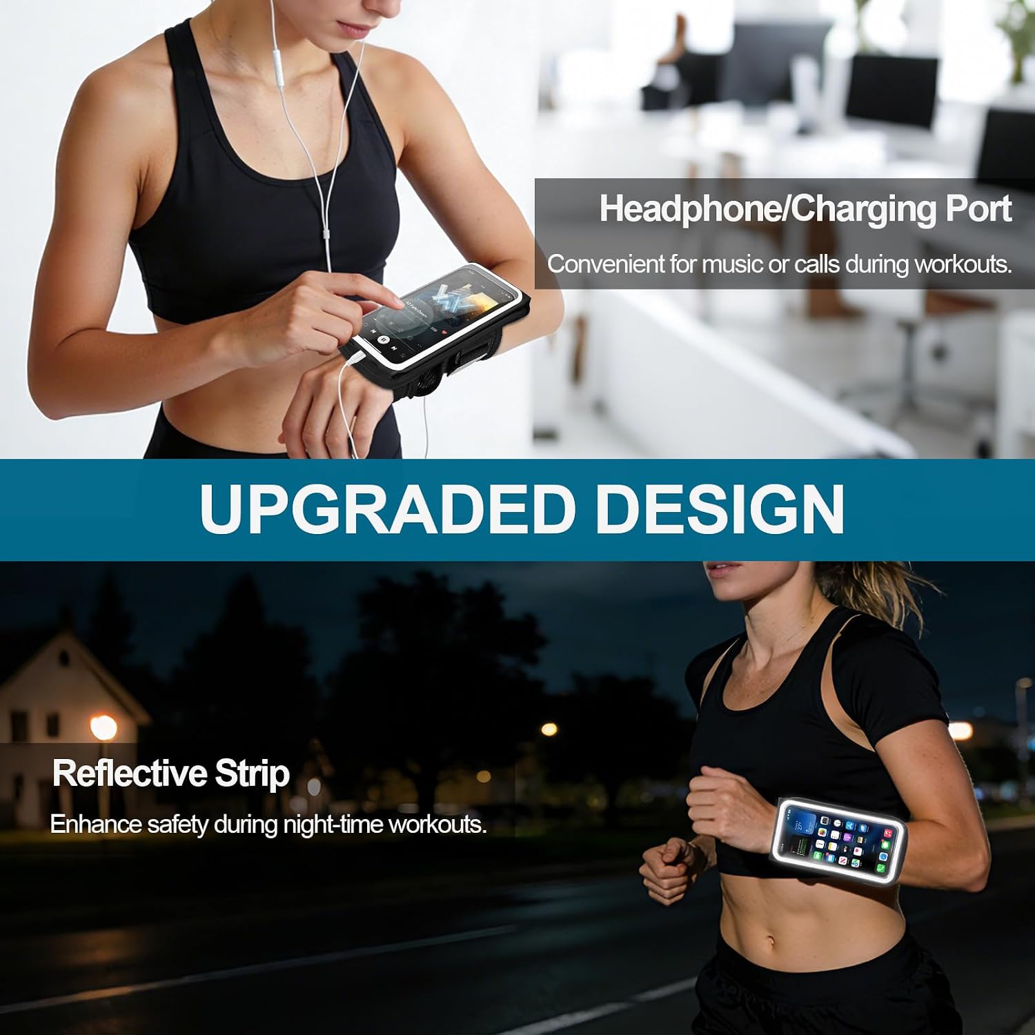 Detalle 2 de Guzack 2-in-1 Sweatproof Running Phone Holder – Armband and Glove for iPhone and Android