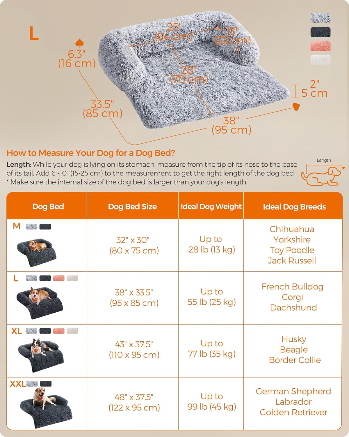 Detalle de FluffyHug dog sofa bed 16 cm, grey