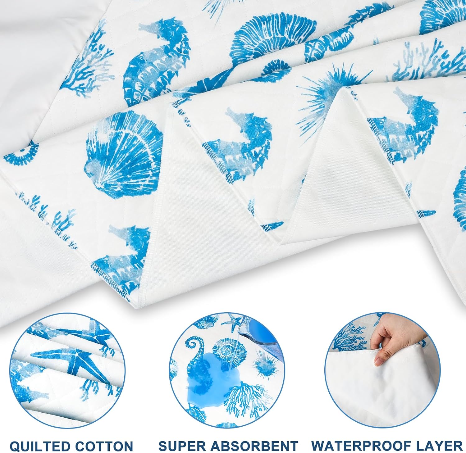 Detalle 2 de MooMoo Baby MMBBPTPHM-38 Waterproof Mattress Protector, Cotton Top, Reusable