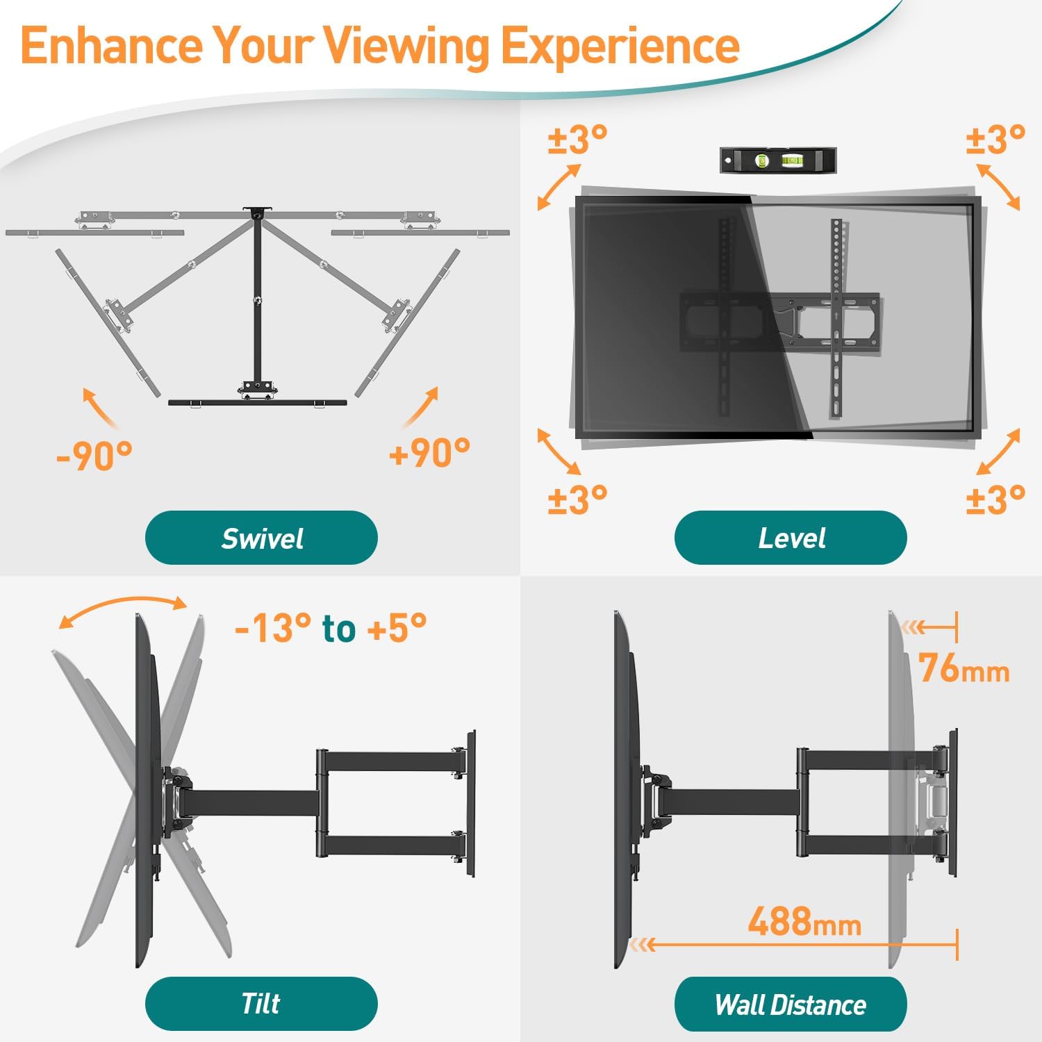 Thumbnail 1 de ELIVED EV011 tilt swivel TV bracket 35KG