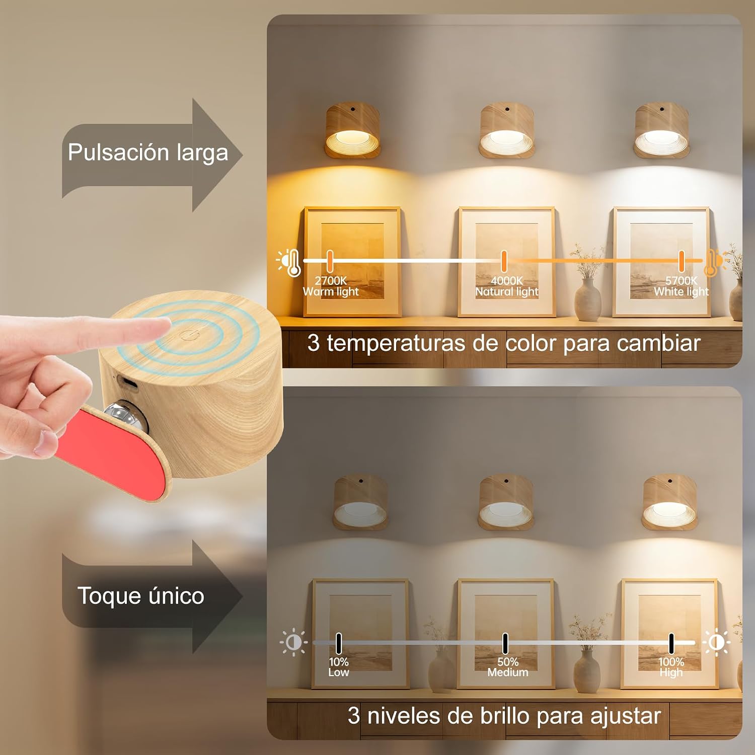 Thumbnail 1 de Feallive Lámpara de Pared 2 Pcs 360°