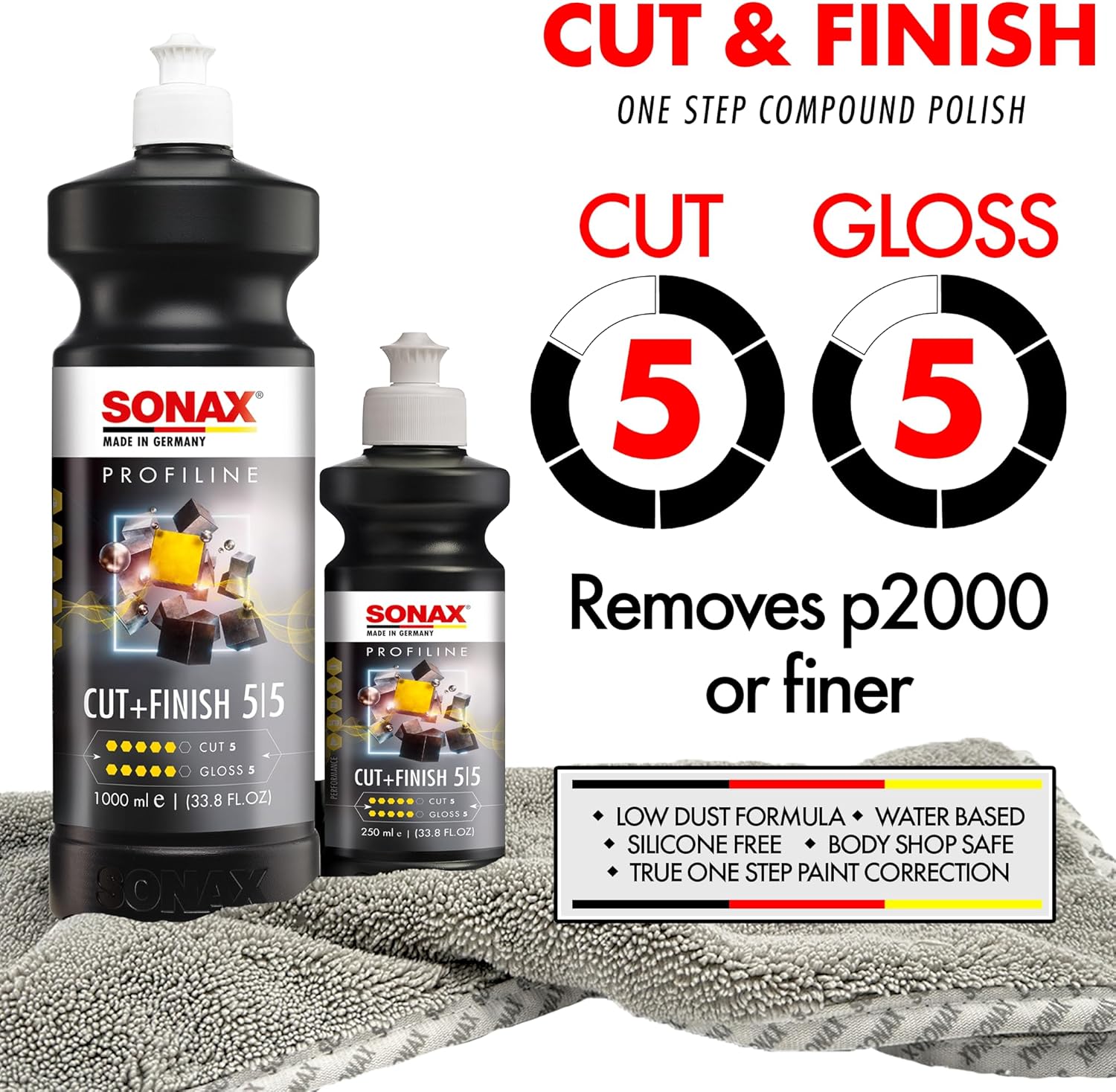 Detalle 2 de SONAX PROFILINE Cut+Finish (250 ml) – Polish de finition pour un polissage brillant sans hologrammes