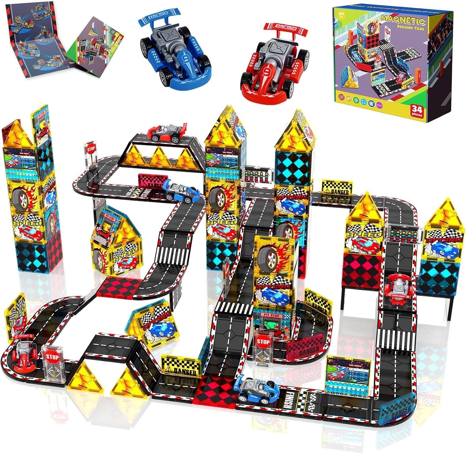 Detalle de Magnetic Tiles Road Set Race Track 3+ đź§©
