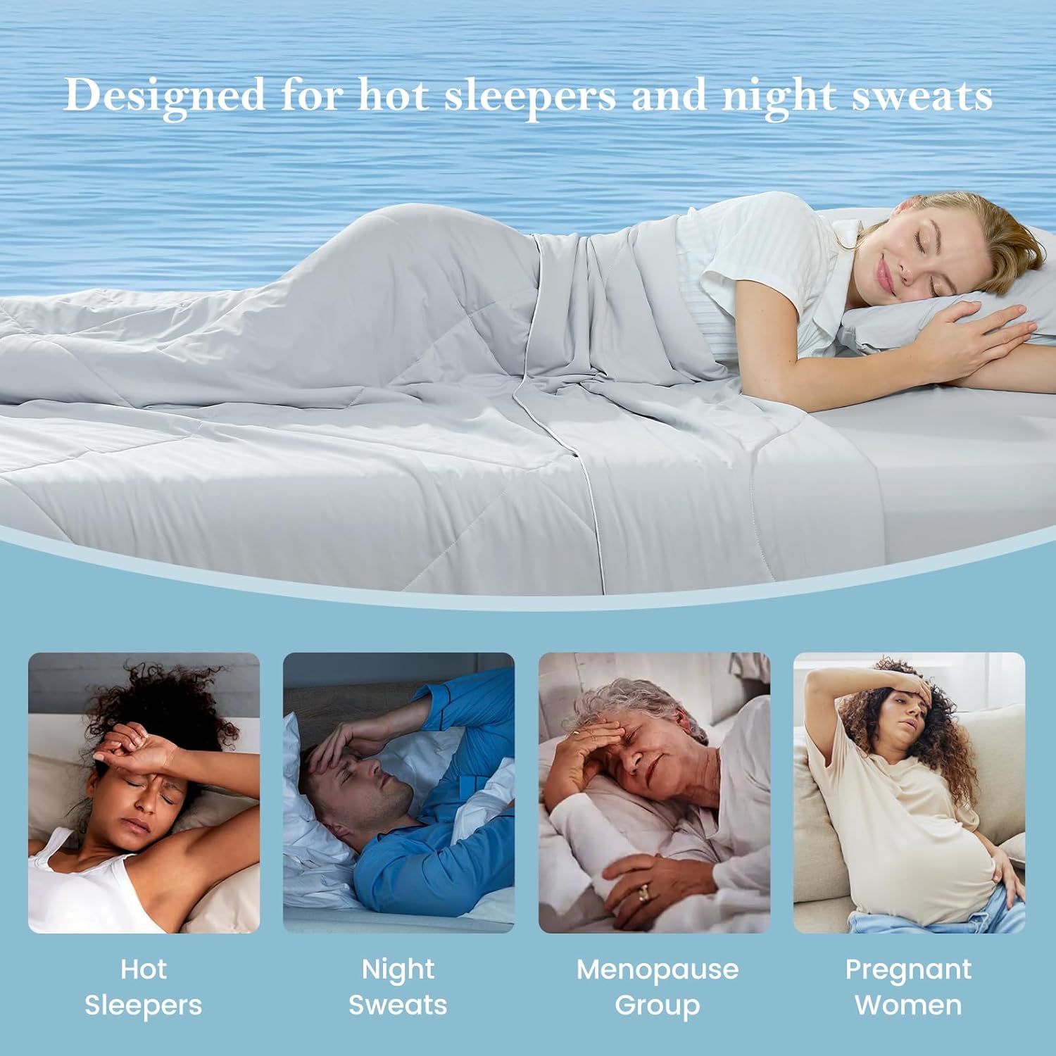 Thumbnail 1 de Cozy Bliss Cooling Comforter Queen Size — breathable, cooling bedding for hot sleepers & night sweats