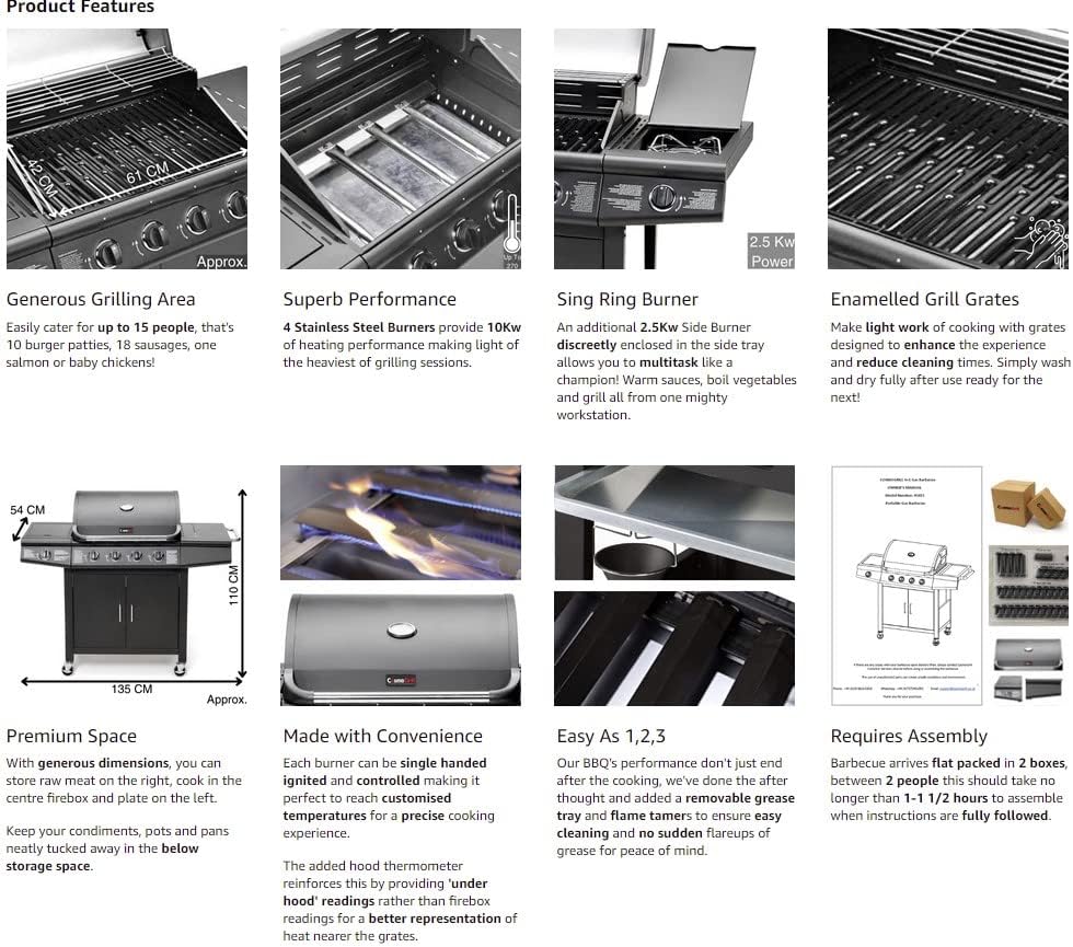 Detalle 1 de CosmoGrill Pro Deluxe 5 gas BBQ