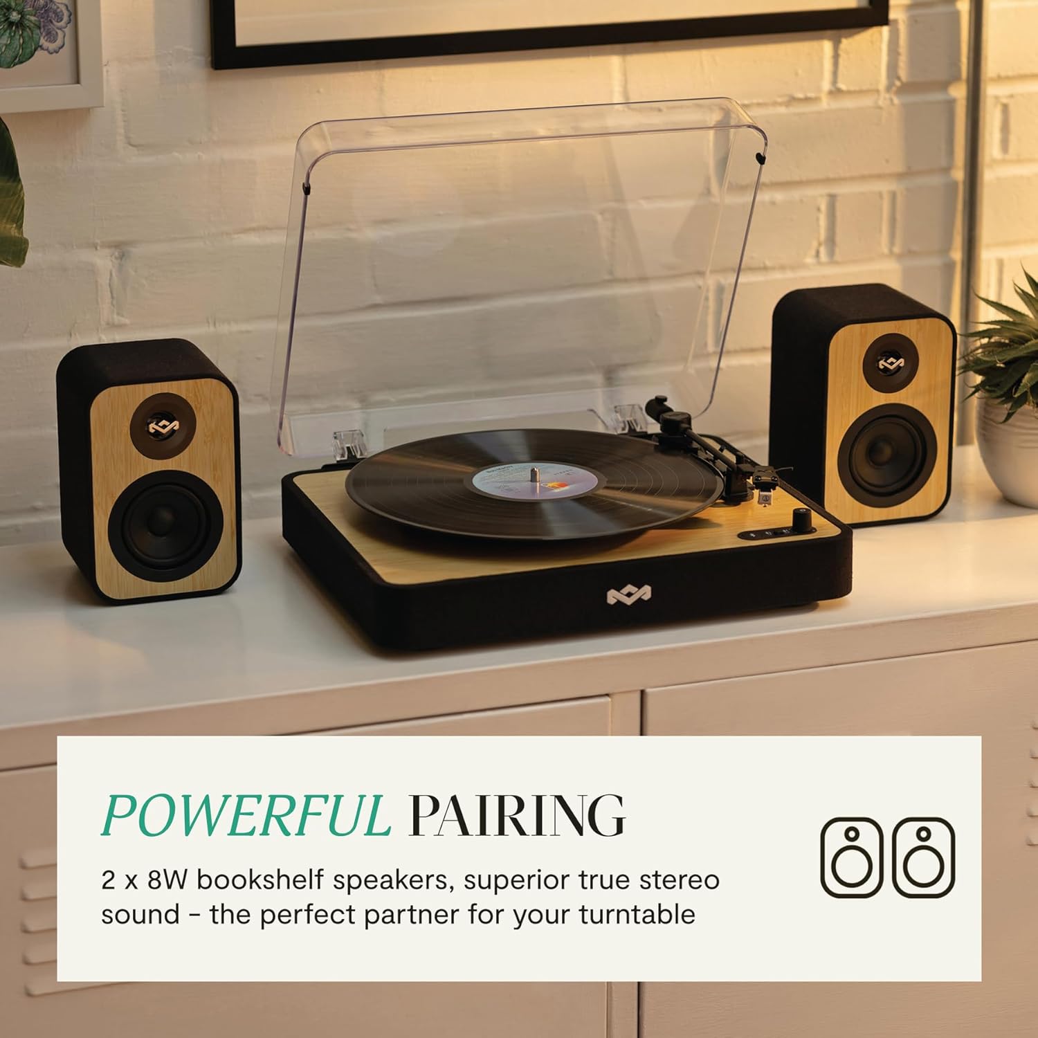 Detalle de House of Marley Uplift Regallautsprecher – Bluetooth Stereo-Paar mit AUX- und RCA-Eingängen