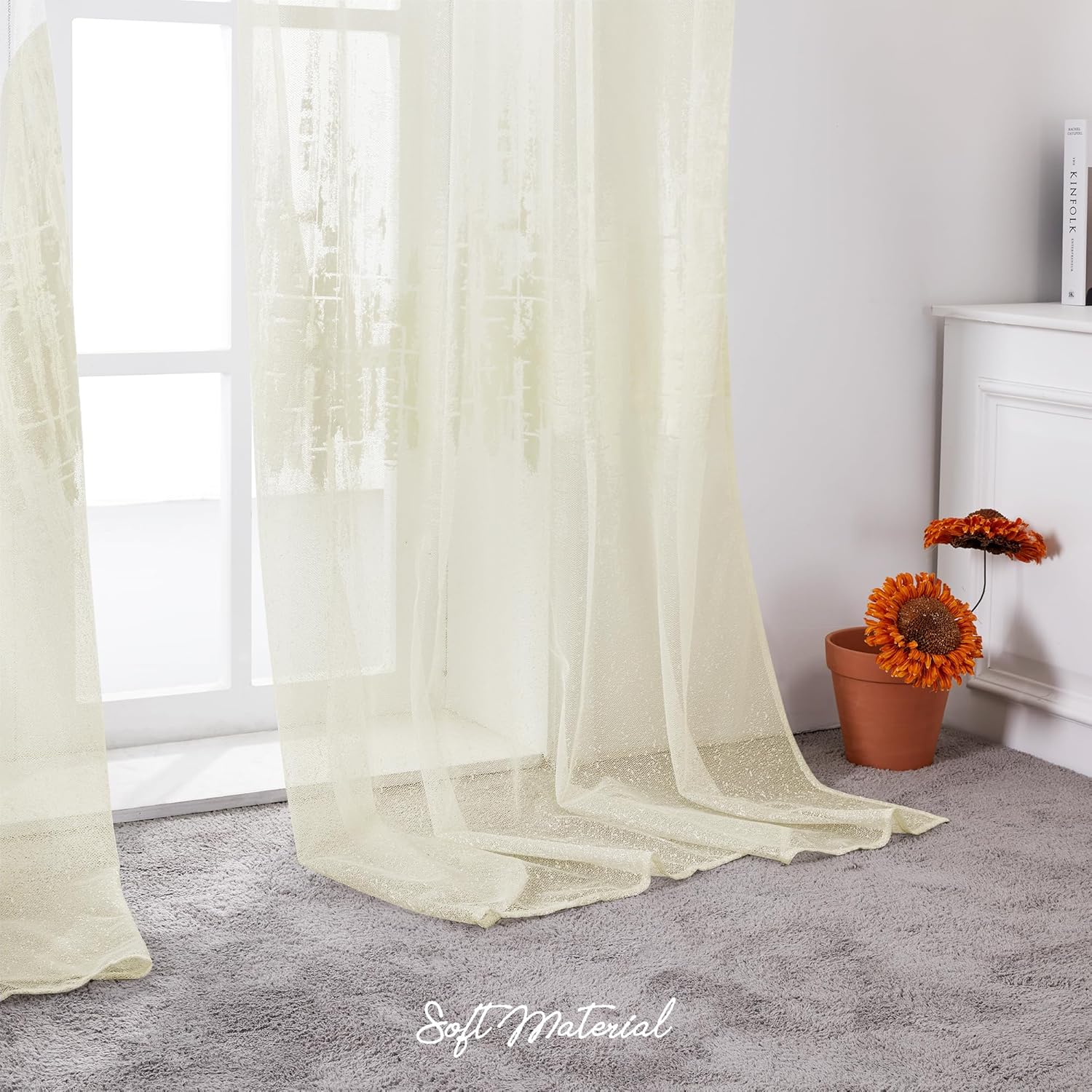 Thumbnail 2 de Rideaux voilage Deconovo (lot de 2) pour fenêtre 140 x 240 cm, beige