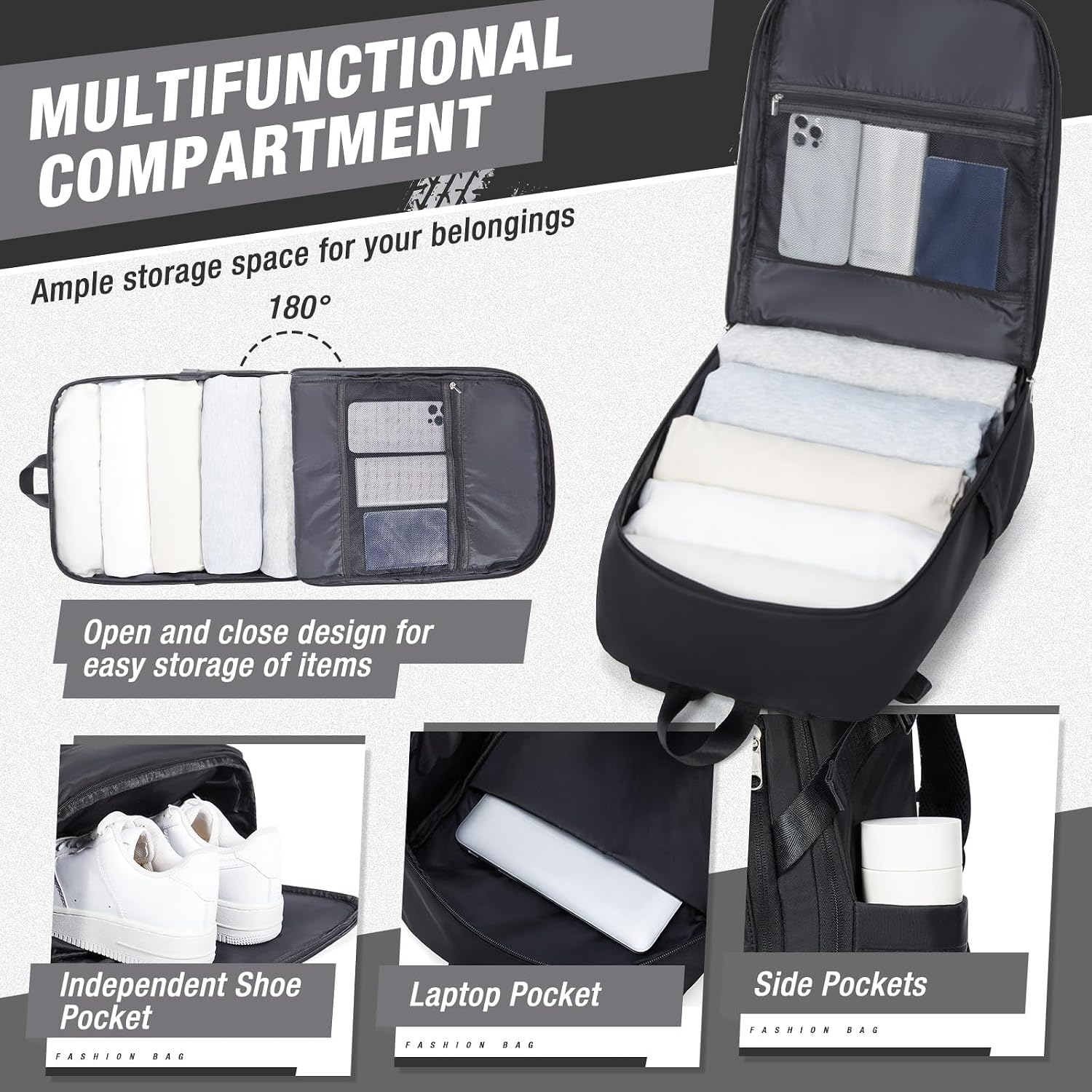 Thumbnail 2 de HYC00 Motorcycle Backpack: Waterproof, Expandable Main Compartment and Practical Daypack for Riding and Travel