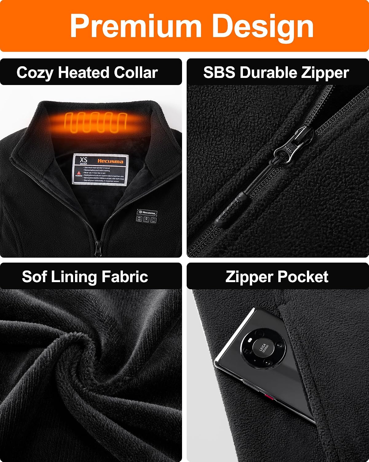 Thumbnail 6 de Hecusma Fleece Heated Vest Women 16000mAh battery